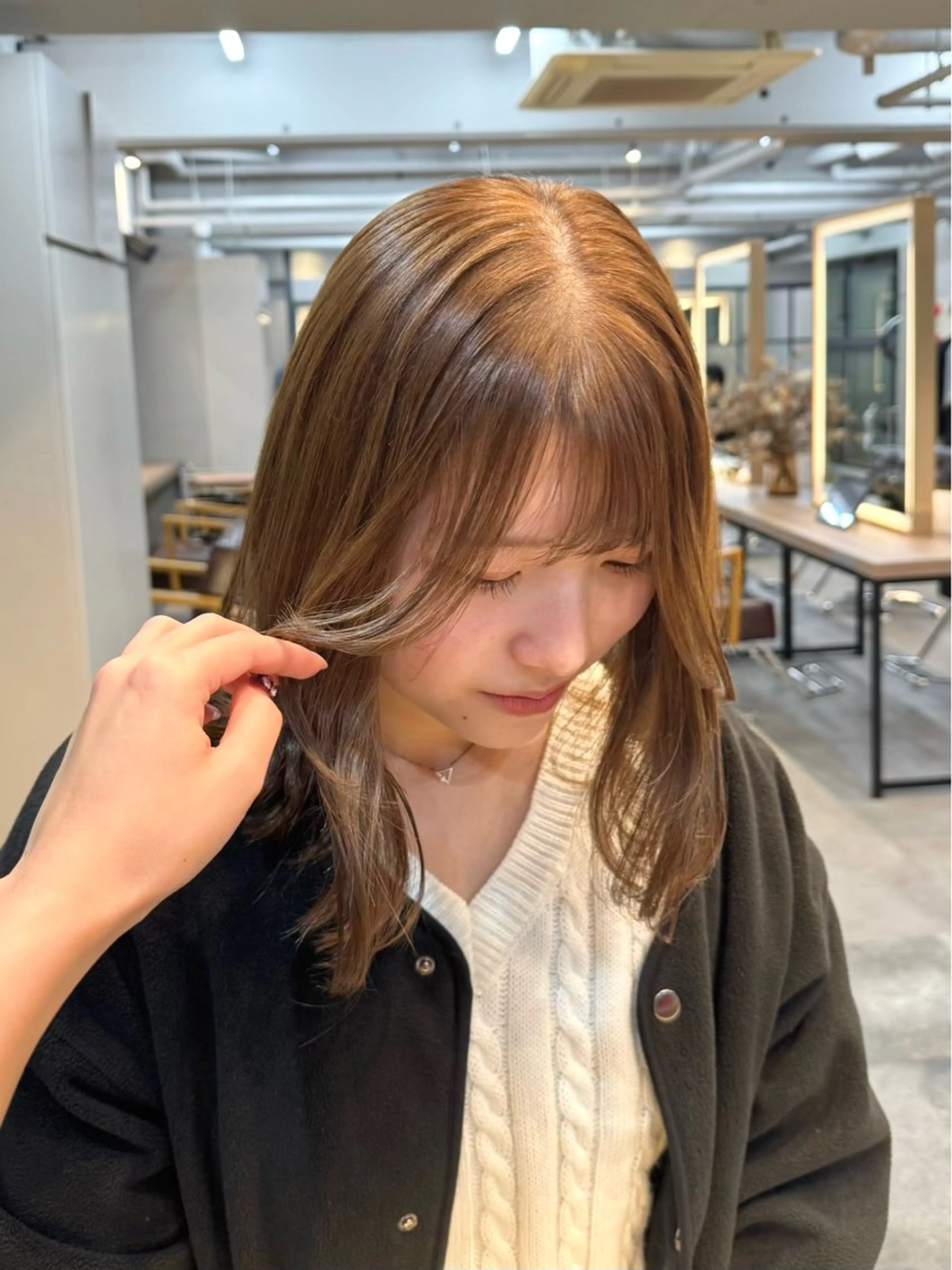 ミディアム カラー ベージュカラー ブラウンカラー ブラウンベージュ ヘアカラー トリートメント 髪質改善/レイヤー/ 🐣kokoro🌸のヘアスタイル