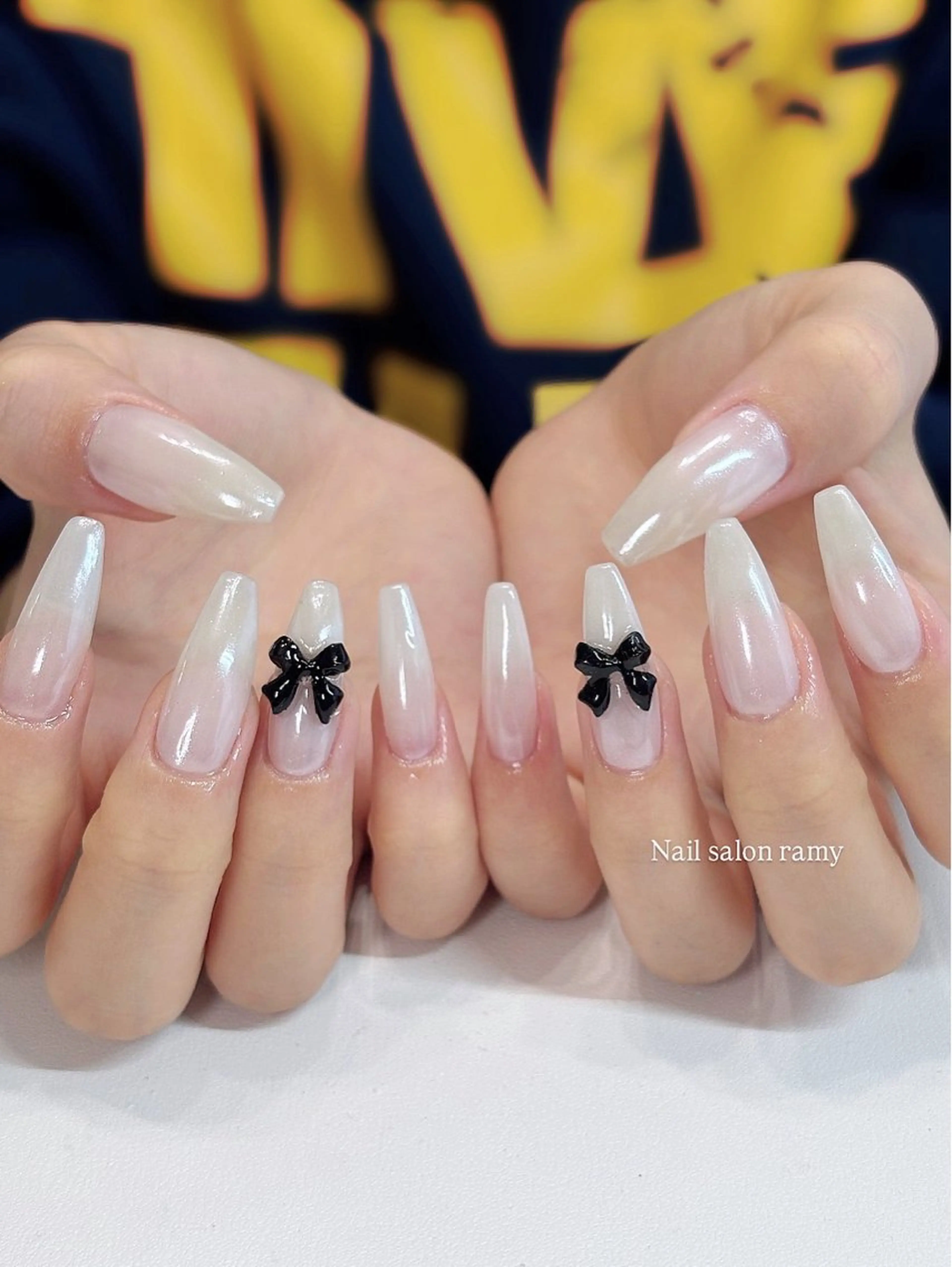 ネイル リボン ハンドネイル Nail salon ramyのマツエク・マツパデザイン