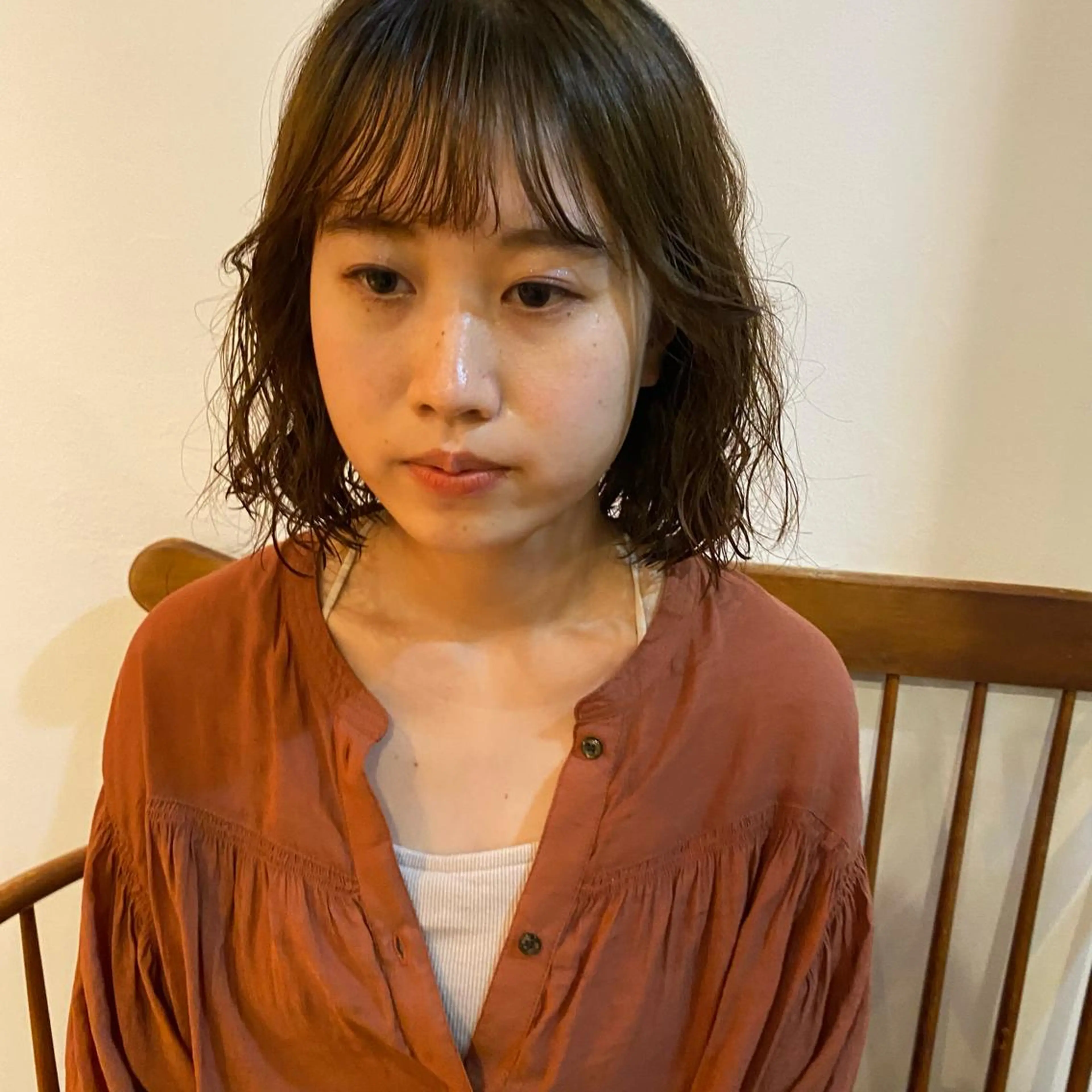 ミディアム パーマ ショート& パーマ　坂本のヘアスタイル