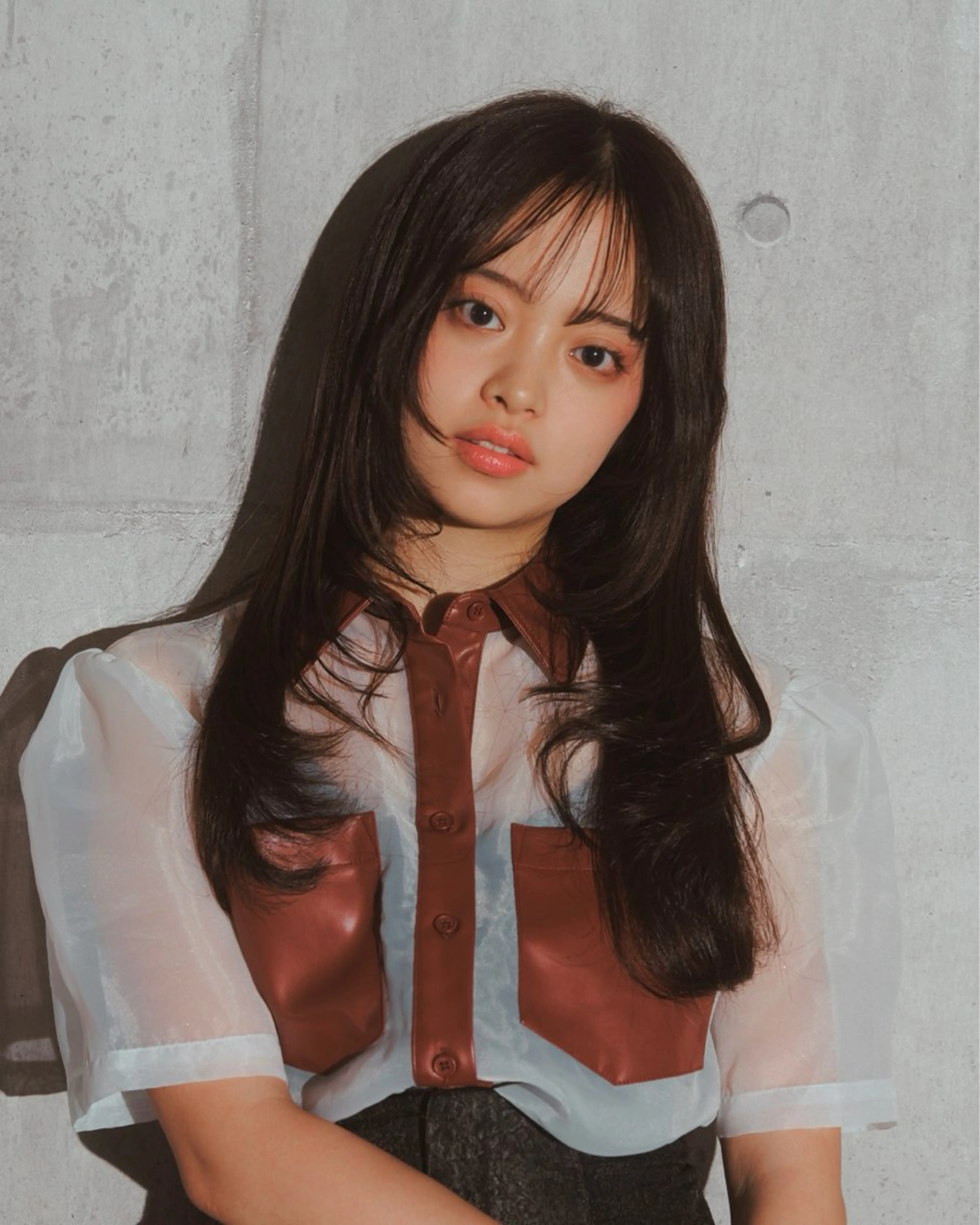 ロング カラー 顔まわりレイヤー 顔周りカット 髪質改善 韓国風ヘア レイヤーカット カット レイヤー/柔色 カラー/SAkiのヘアスタイル