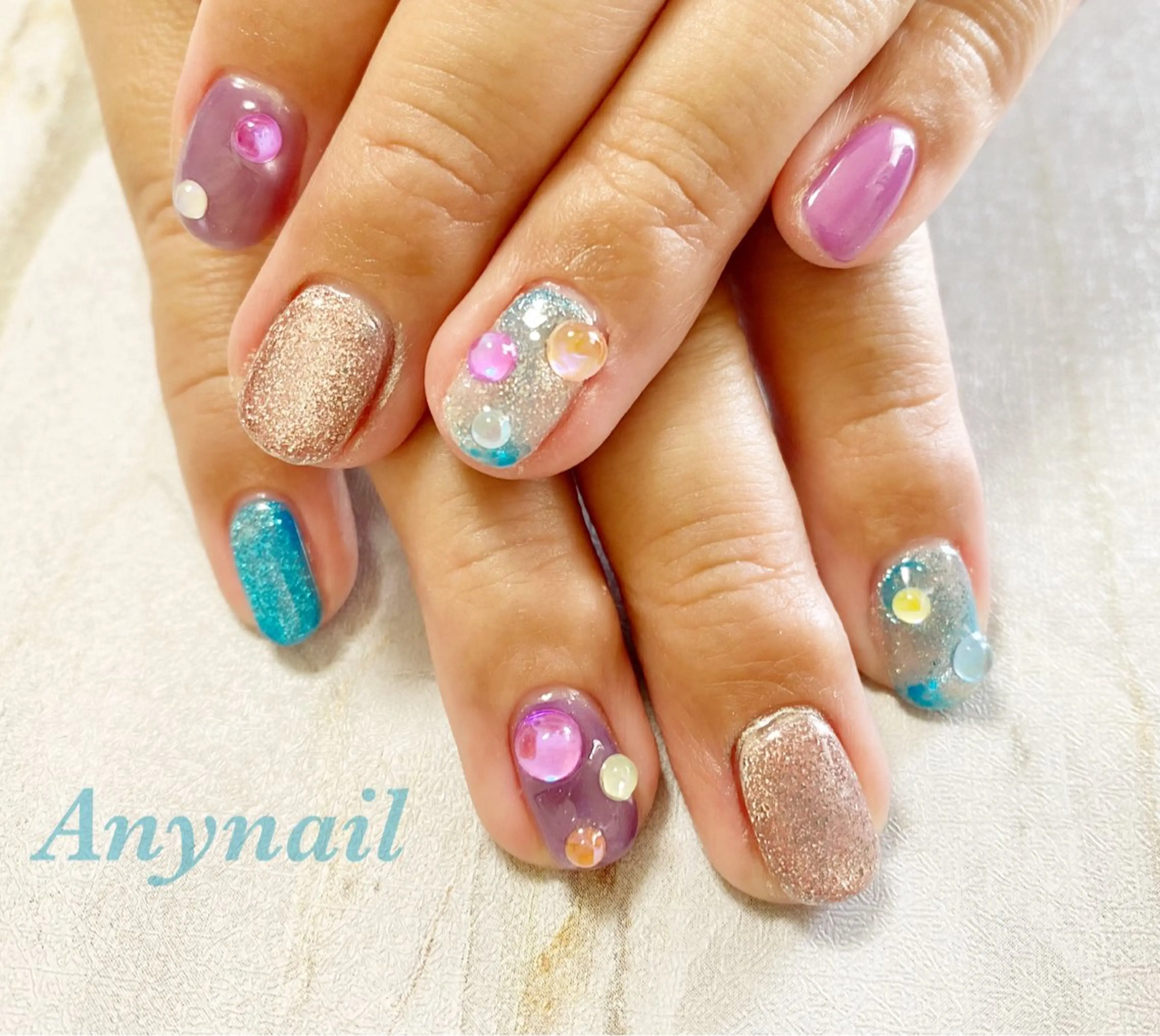 ネイル ブルー マグネットネイル パープル 岩澤 恵子のネイルデザイン