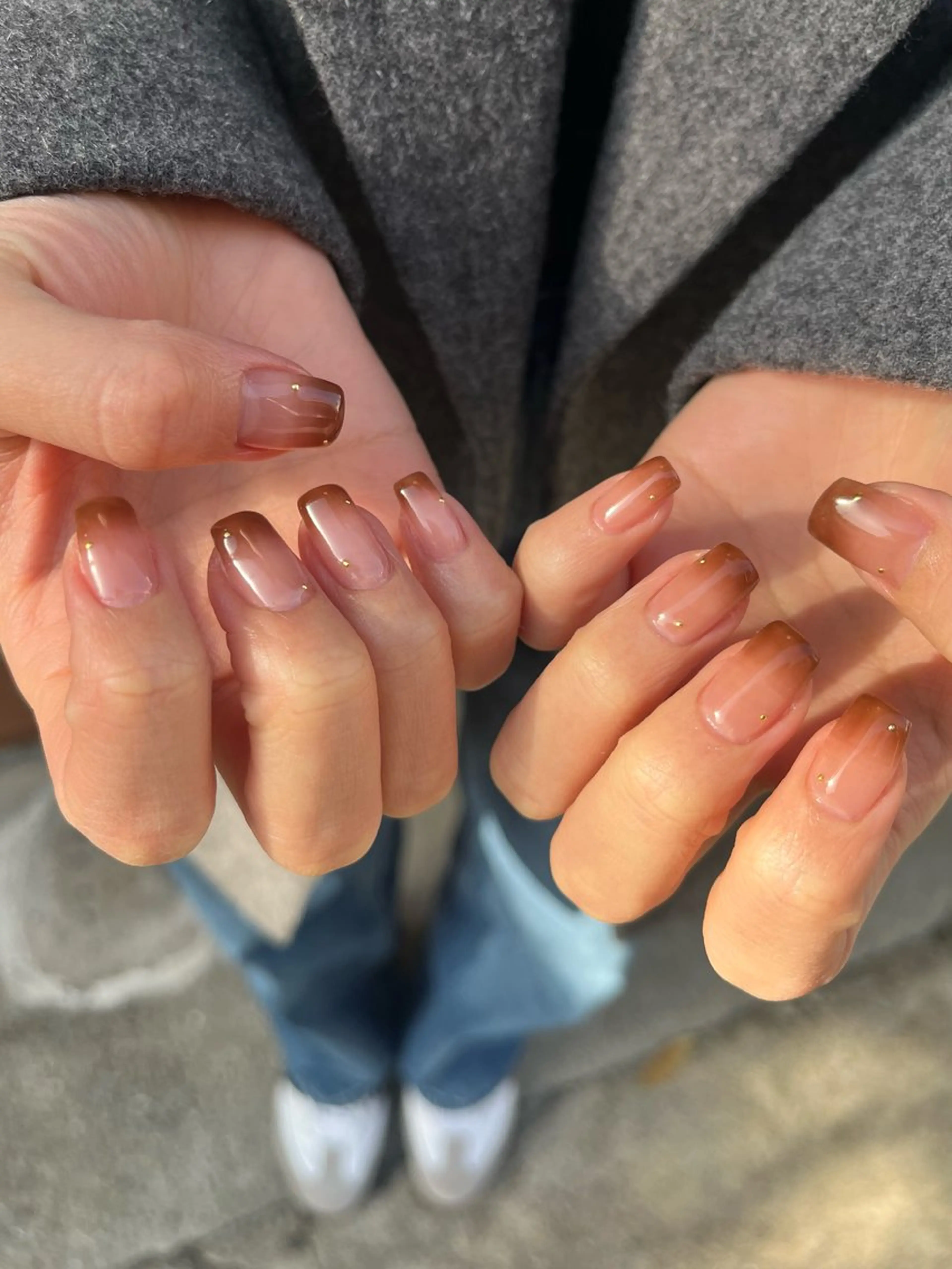 ネイル ブラウン グラデーション ハンドネイル ballie／小野原 なつみのネイルデザイン