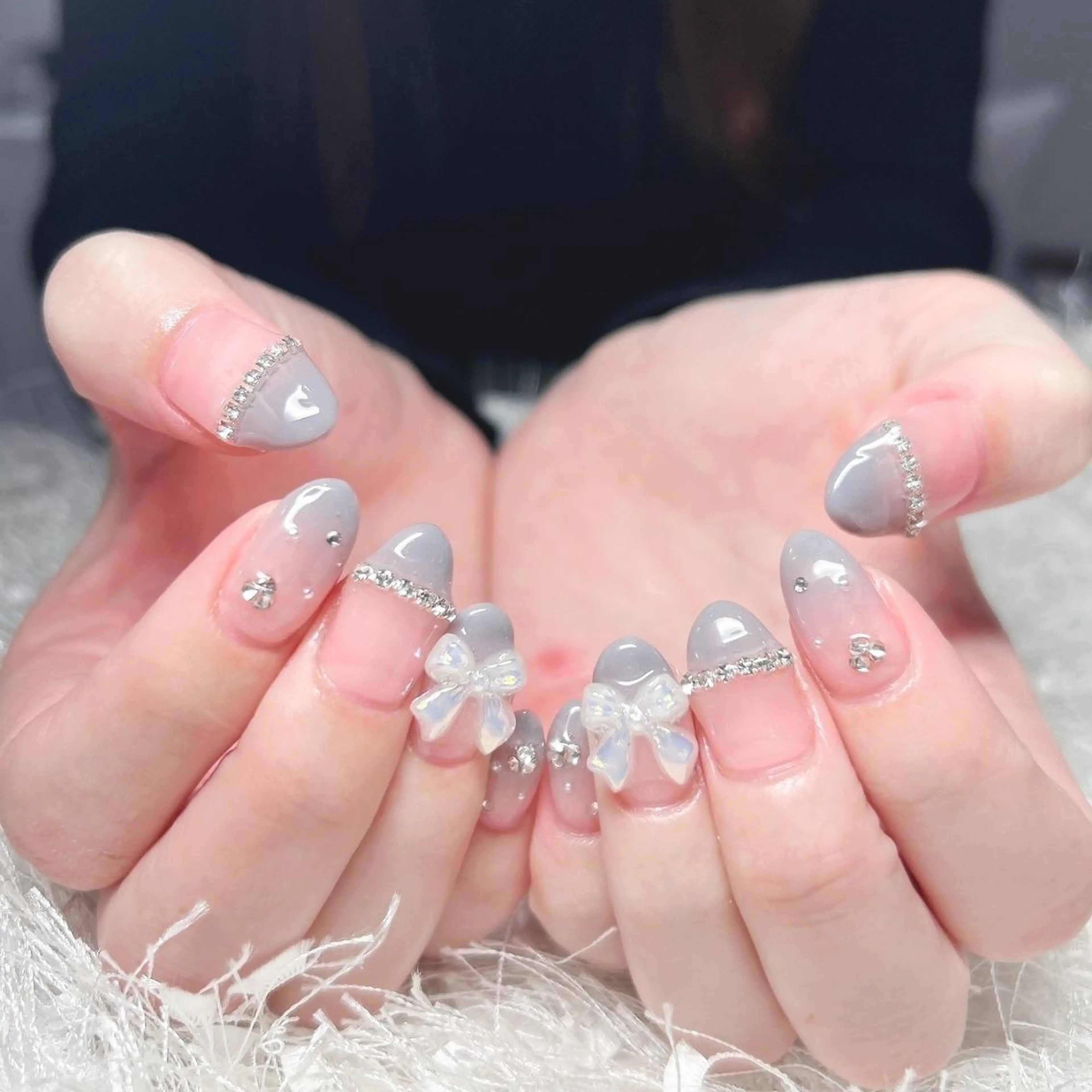 ネイル 長さ出し フレンチネイル ジェルネイル グラデーション 韓国ネイル ハンドネイル Nail&eye Belire 新宿のネイルデザイン