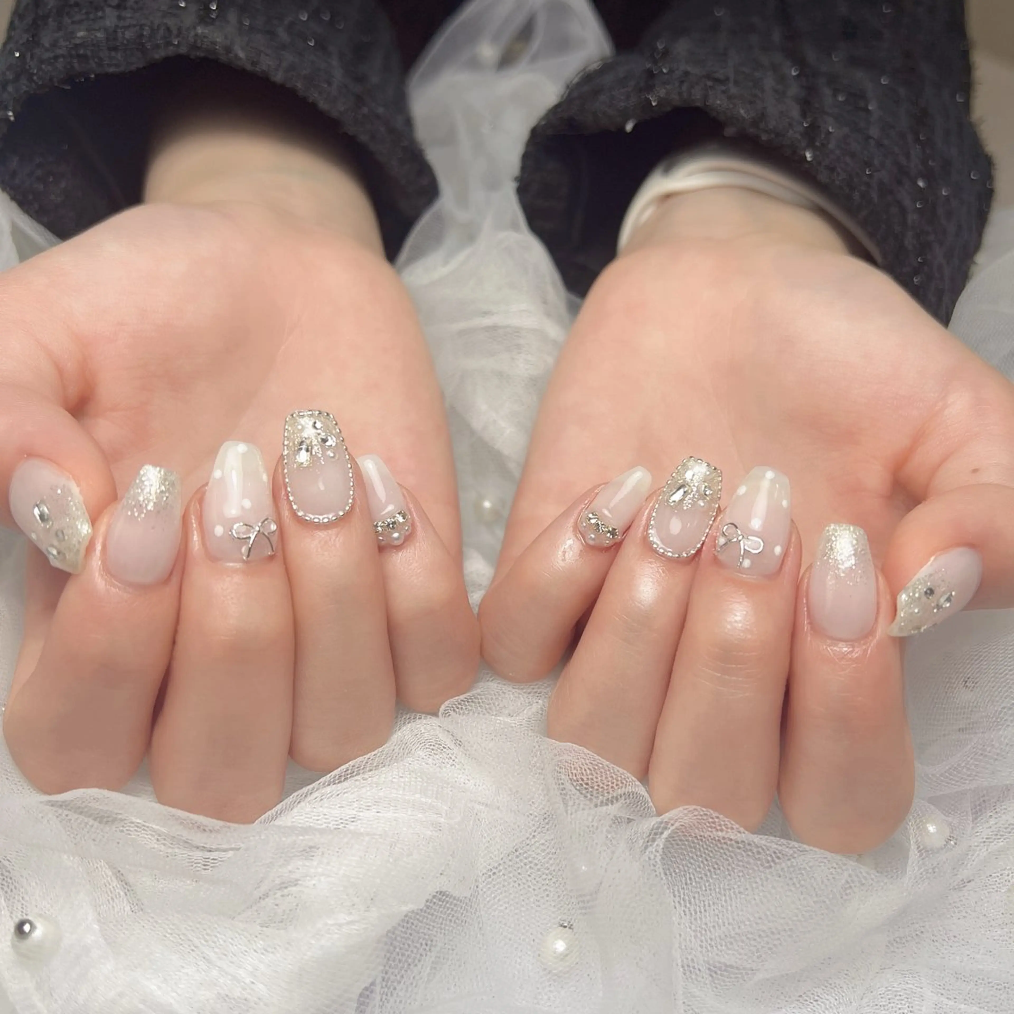 ネイル 長さ出し フットネイル フレンチネイル ガラスフレンチ グラデーション ハンドネイル M2beauty Renaのネイルデザイン