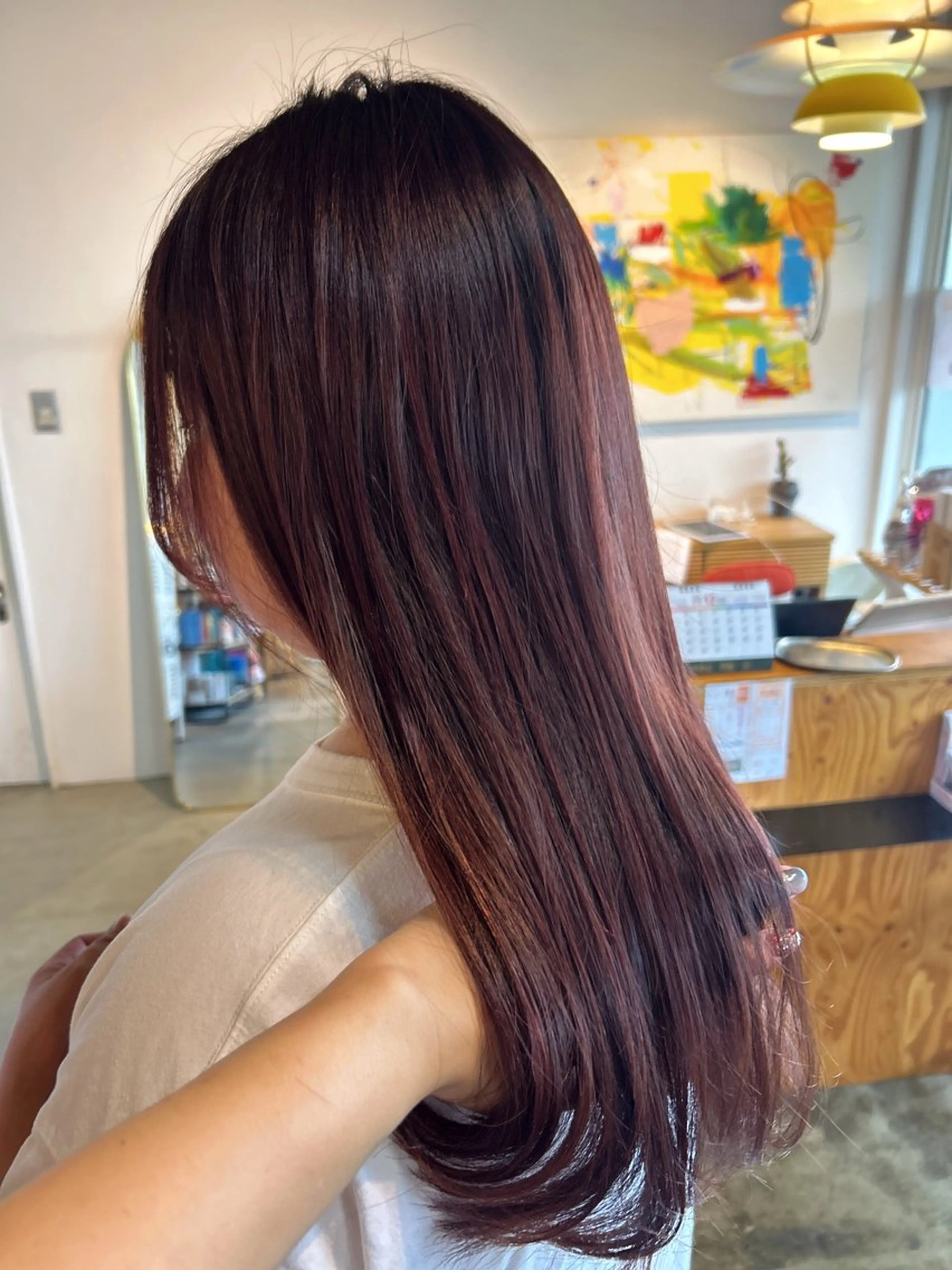 ロング カラー ボルドーカラー ピンクカラー shiho/レイヤー /透明感カラーのヘアスタイル