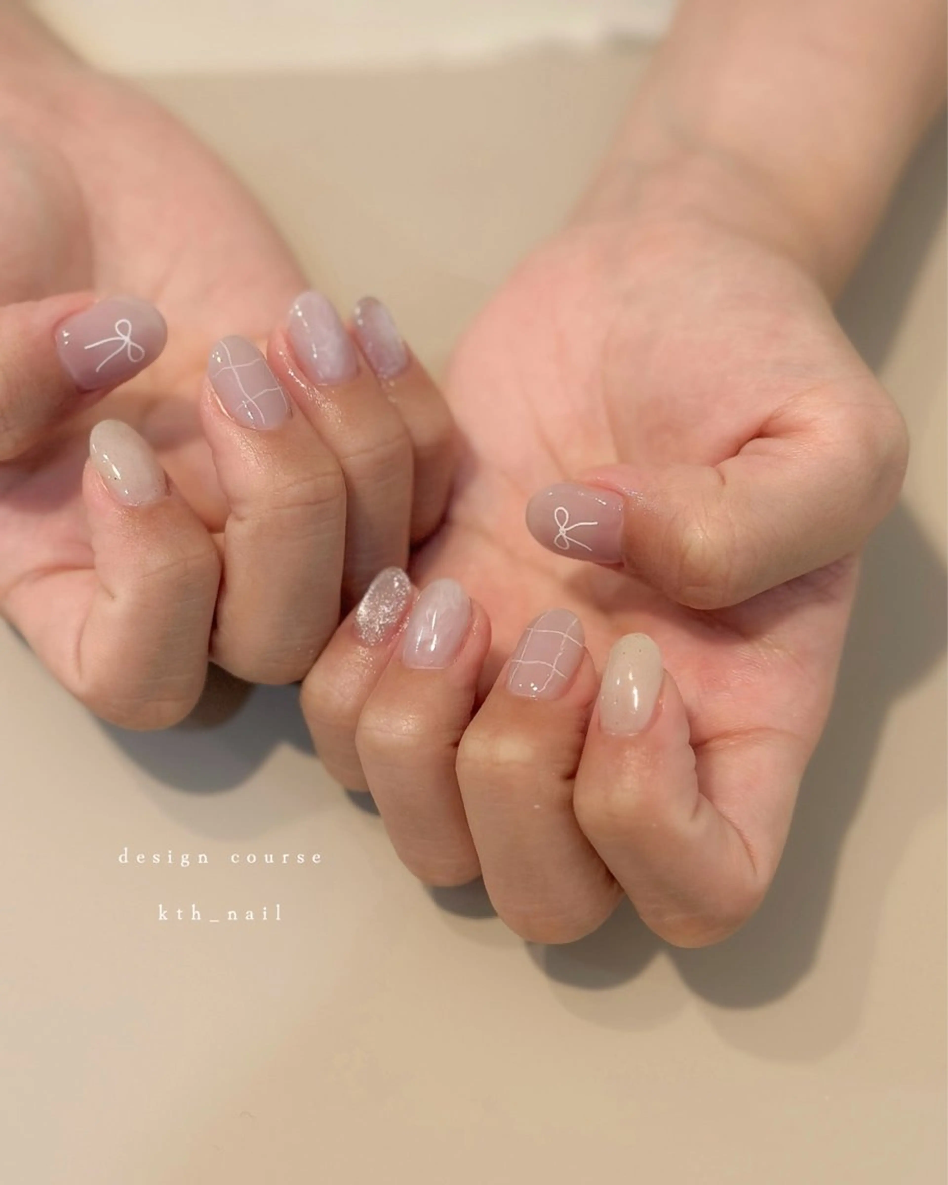 ネイル リボン シンプルネイル ハンドネイル Kotoha （ことは）のネイルデザイン