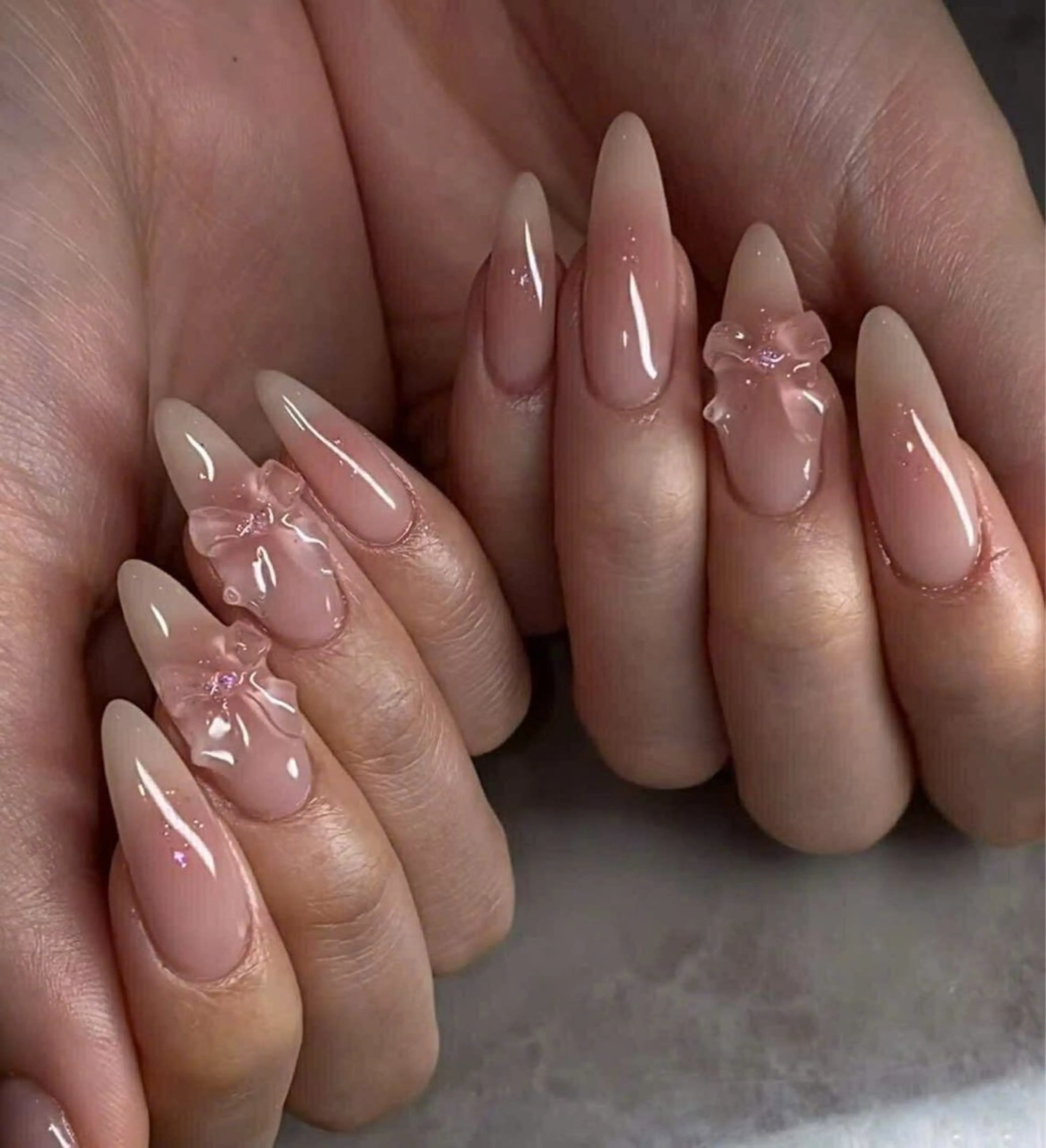ネイル フレンチネイル ガラスフレンチ 韓国ネイル オフィスネイル シンプルネイル ハンドネイル Haruki Nail Salonのネイルデザイン