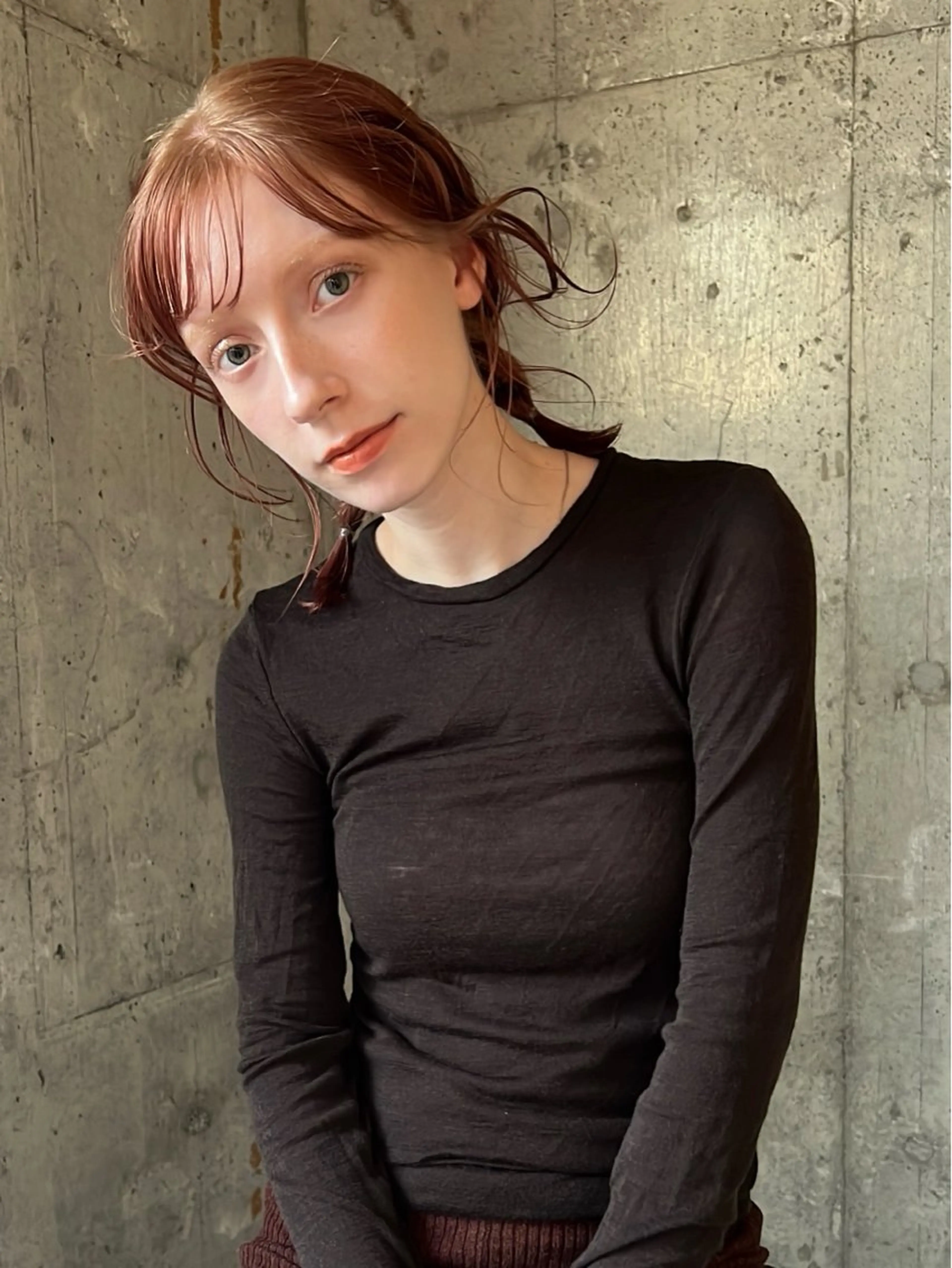 ミディアム カラー カット ヘアカラー トリートメント 落合希 Olivebeigeのヘアスタイル