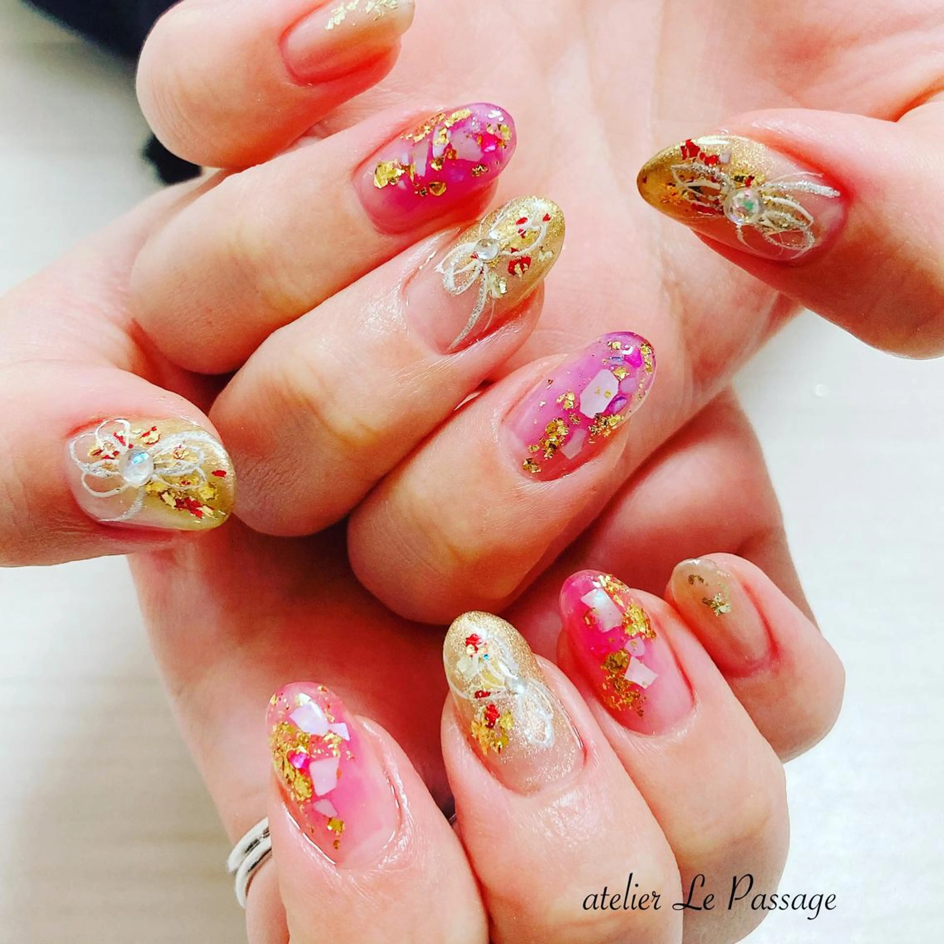 ネイル ジェルネイル パラジェル ピンク Atelier Le Passage所属・h nakatsukaのネイルデザイン