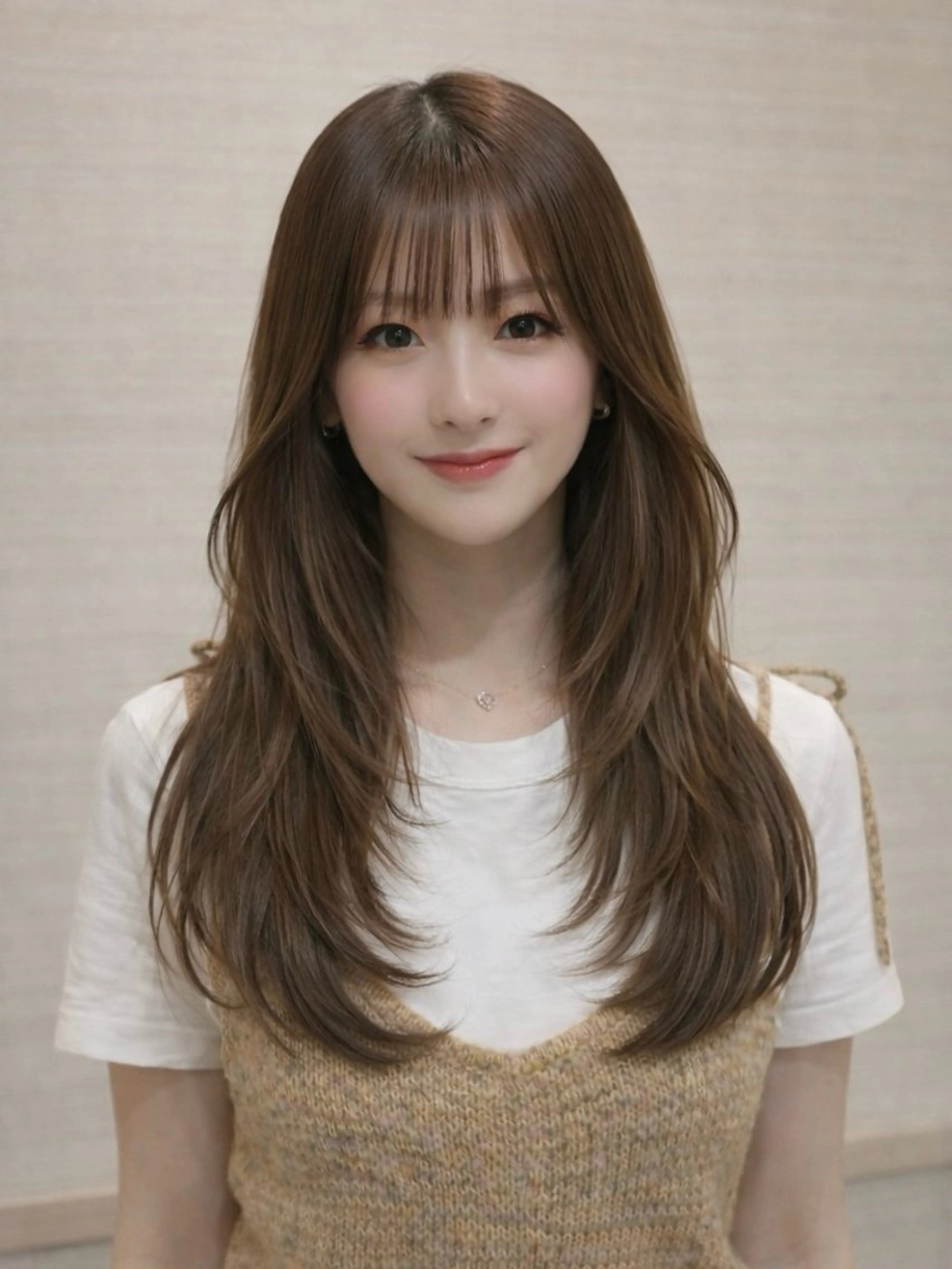 ロング 透明感カラー/レイヤ ー/縮毛/暗髪/銀座のヘアスタイル