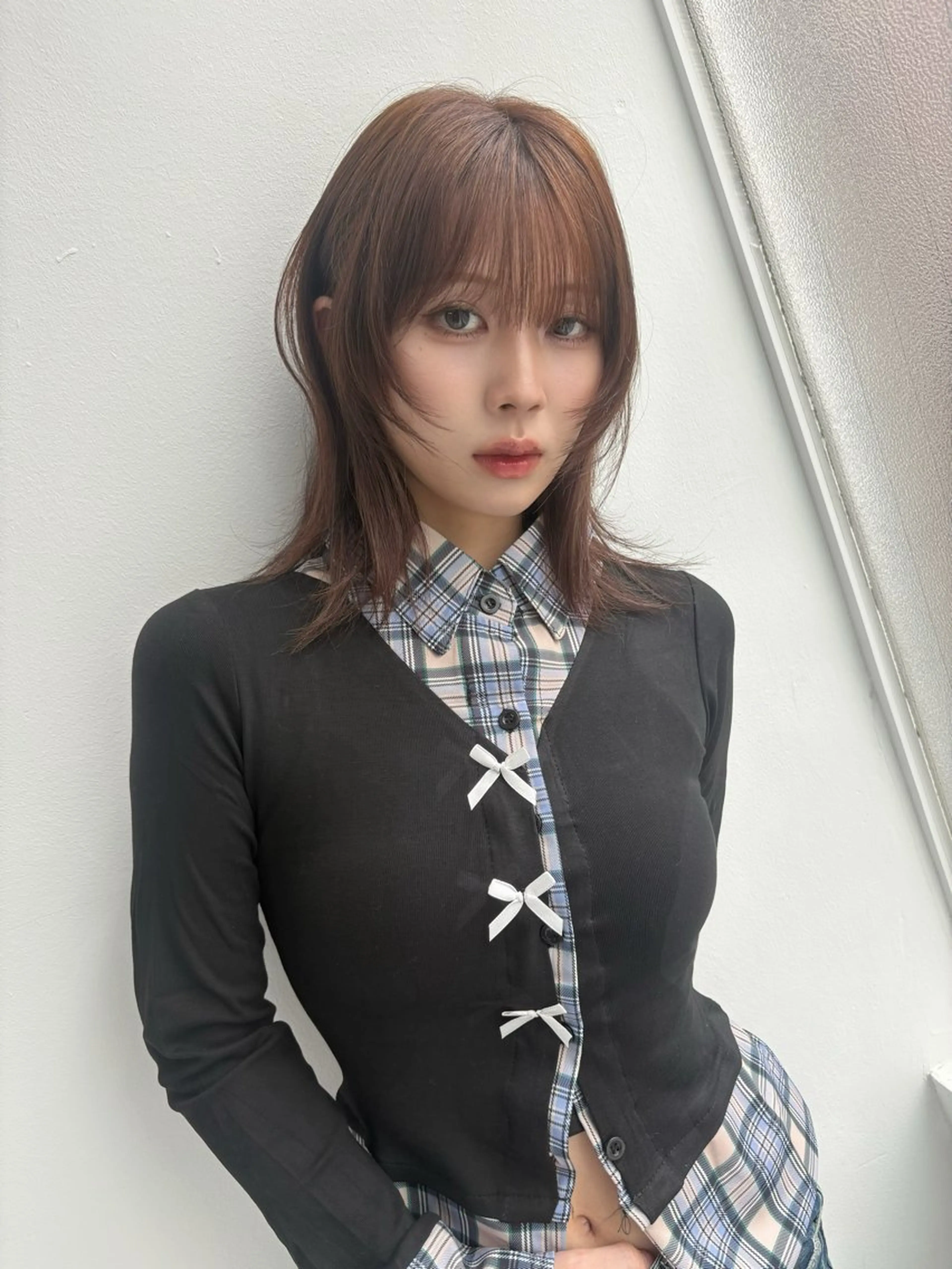 ミディアム カラー ヘアカラー トリートメント 🎀優姫 🎀  韓国レイヤーのヘアスタイル