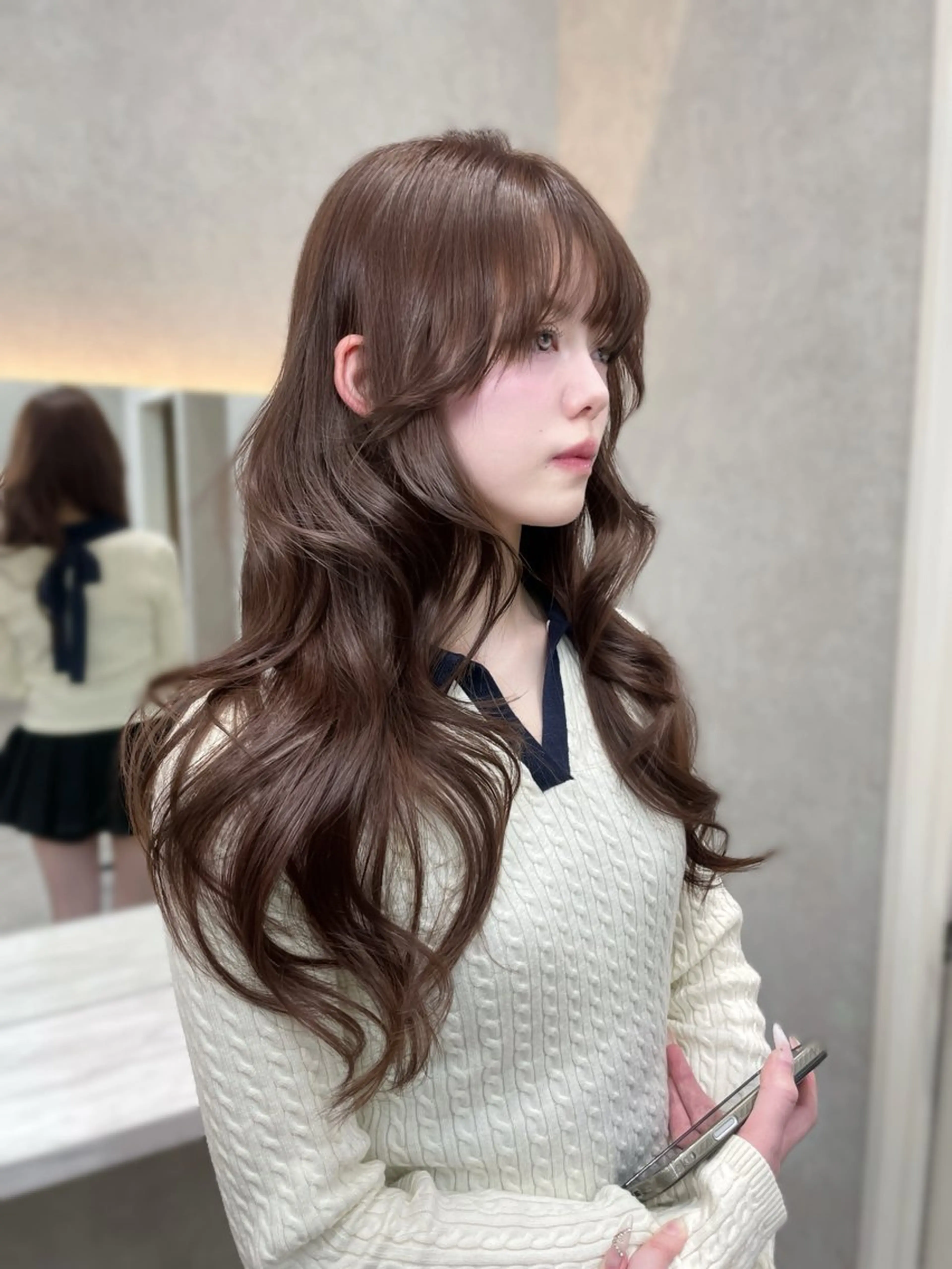 セミロング カット ヘアカラー MOE 福岡韓国ヘア✧︎のヘアスタイル