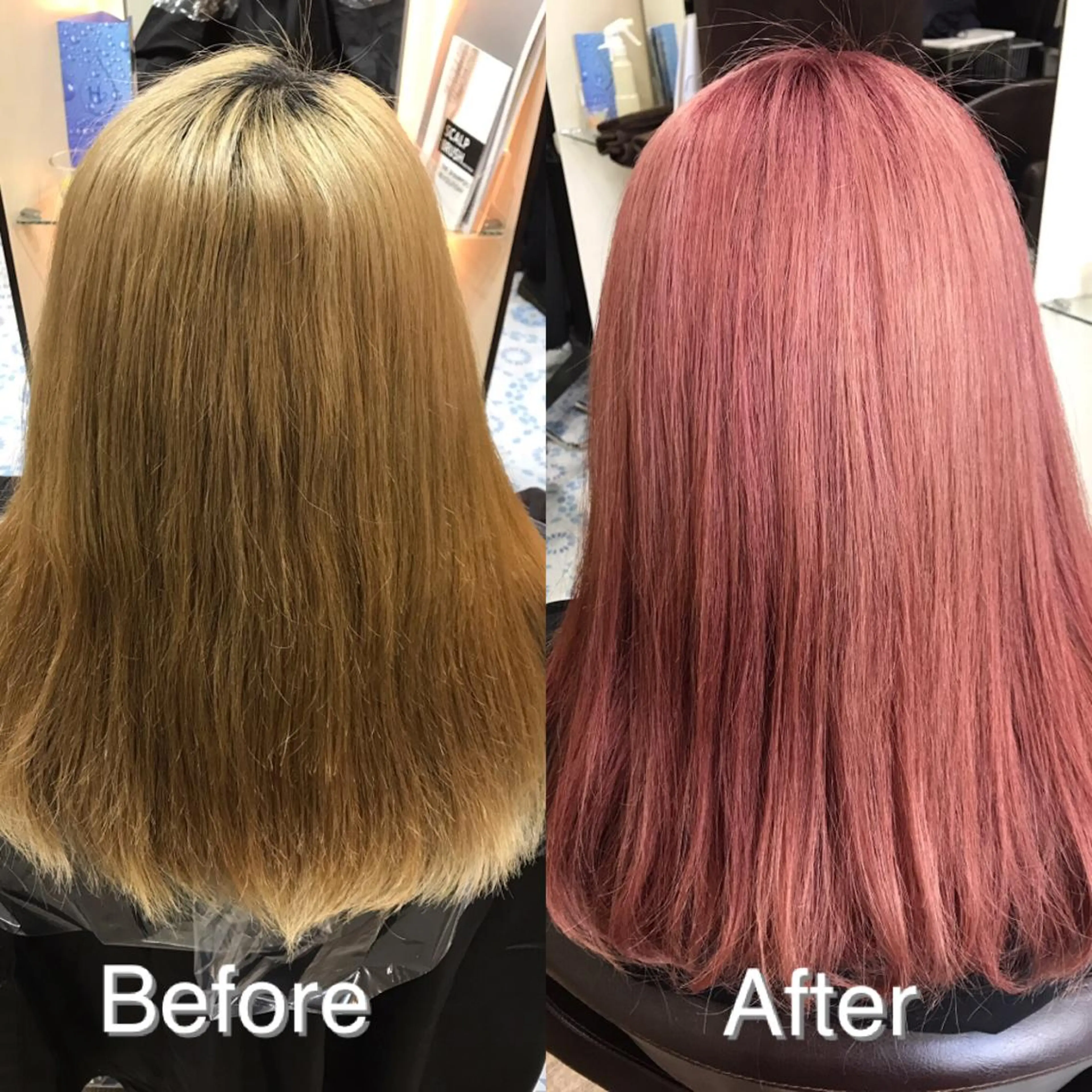 セミロング カラー ブリーチ ピンクカラー ローズカラー CALON銀座　松田 力丸のヘアスタイル