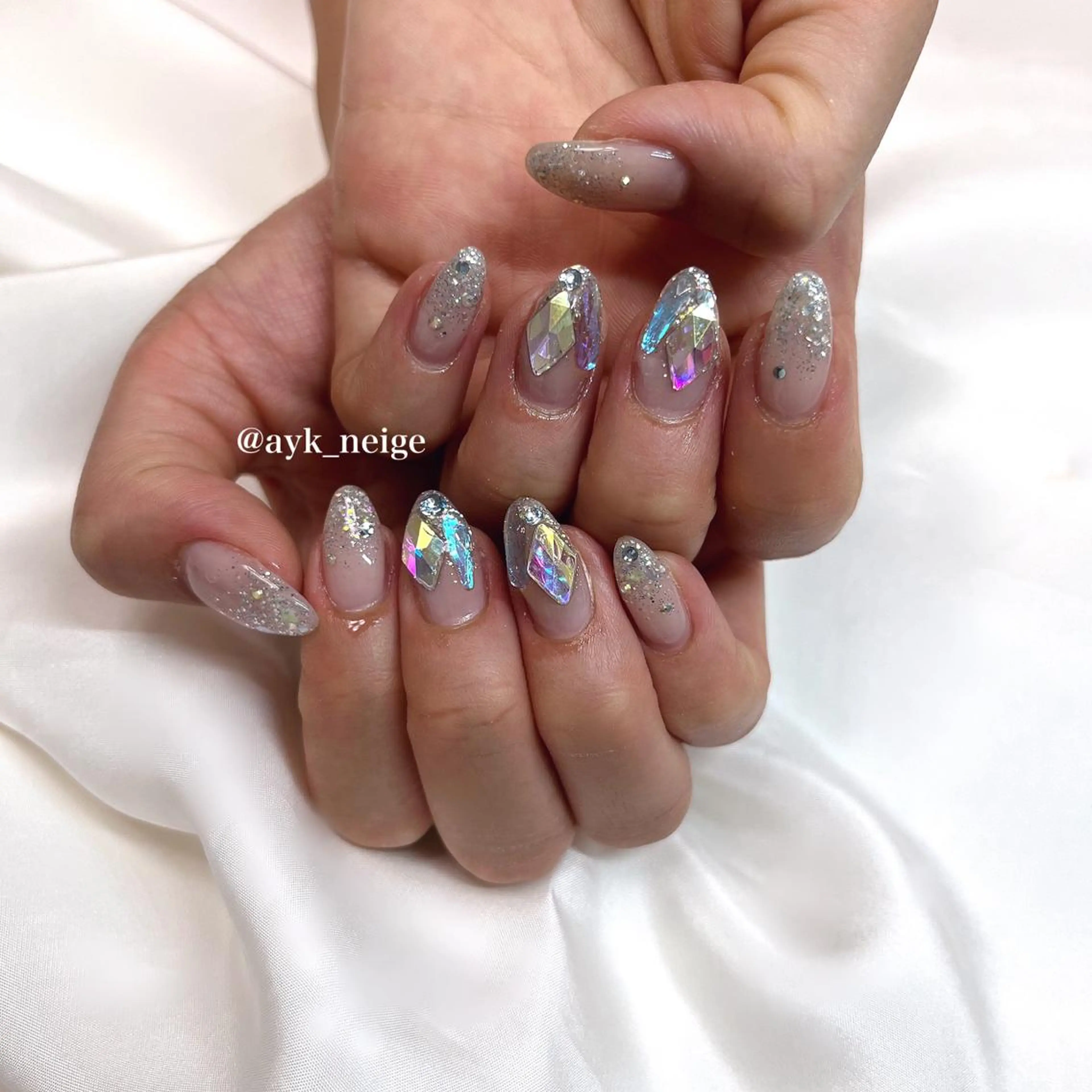 ネイル フットネイル フレンチネイル ガラスフレンチ グラデーション 韓国ネイル n'eige nail所属・大谷 綾香のネイルデザイン