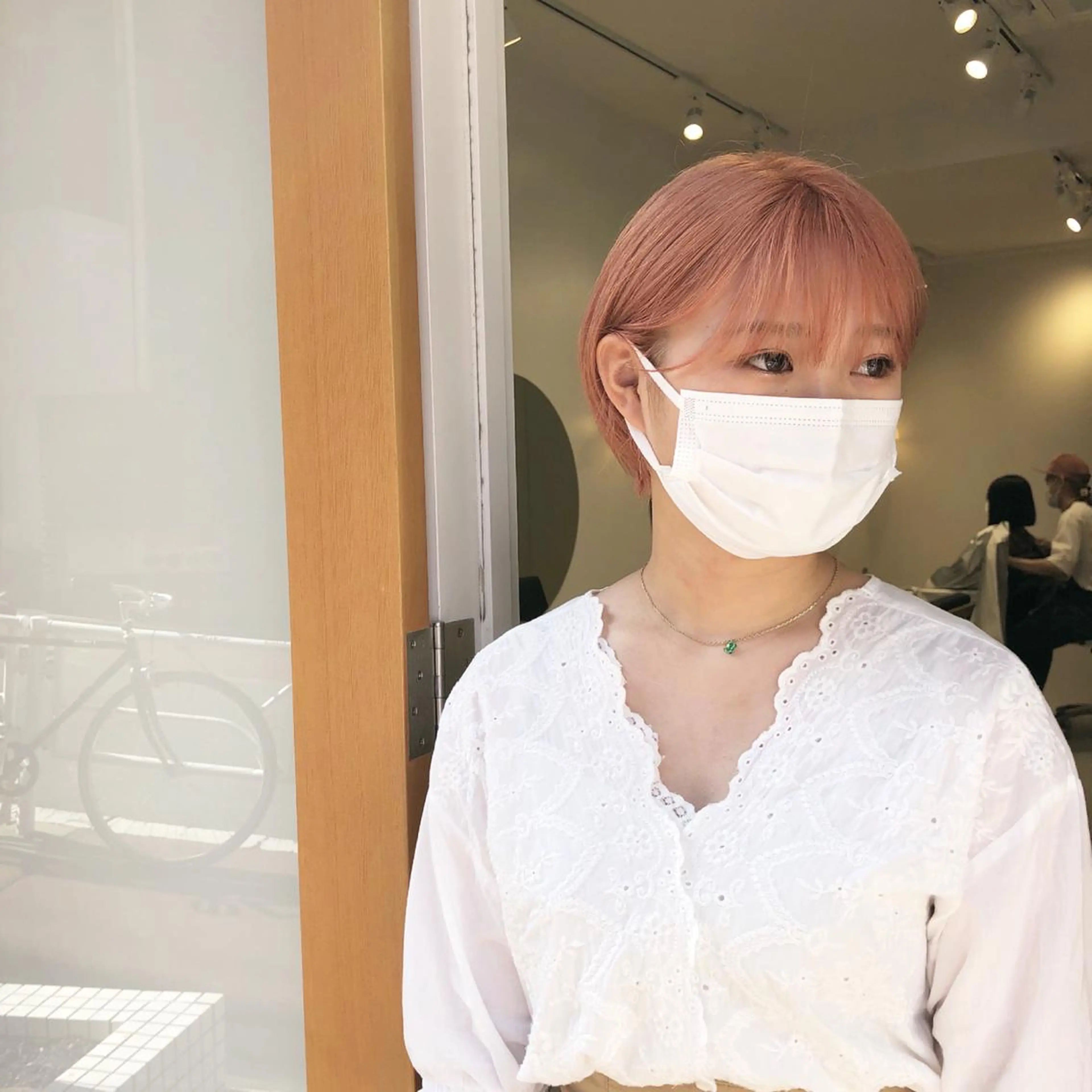 ショート カラー ベージュカラー オレンジ オレンジベージュ オレンジピンク ピンクカラー ヘアカラー 🌸ハイトーン 新田　廉 🌸のヘアスタイル