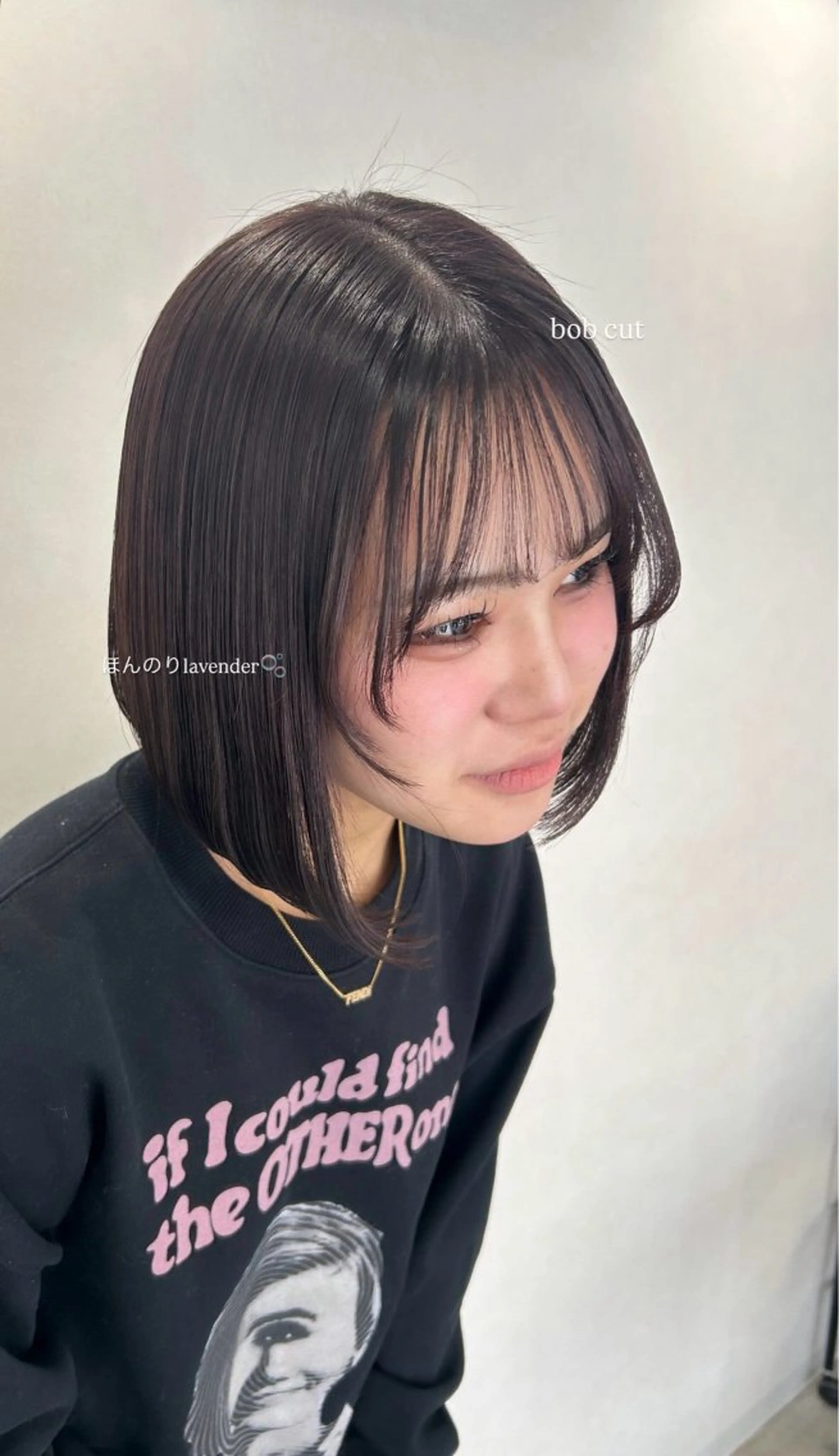 ショート カラー 黒髪 ラベンダーカラー ボブ カット ヘアカラー 坂本奈都美 🎀のヘアスタイル