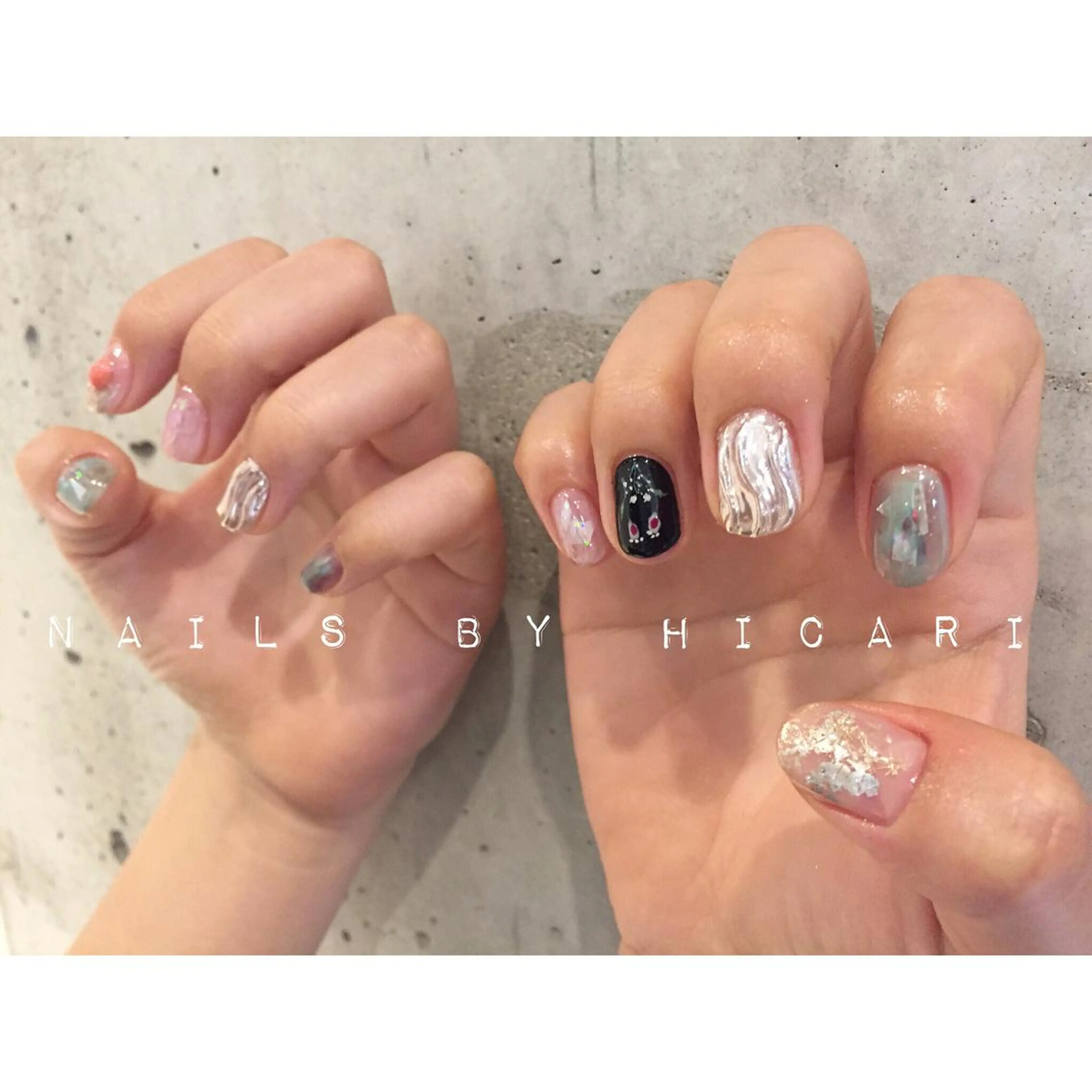 ショート カラー ネイル マツエク・マツパ ジェルネイル ニュアンスネイル パラジェル illum hicariのネイルデザイン