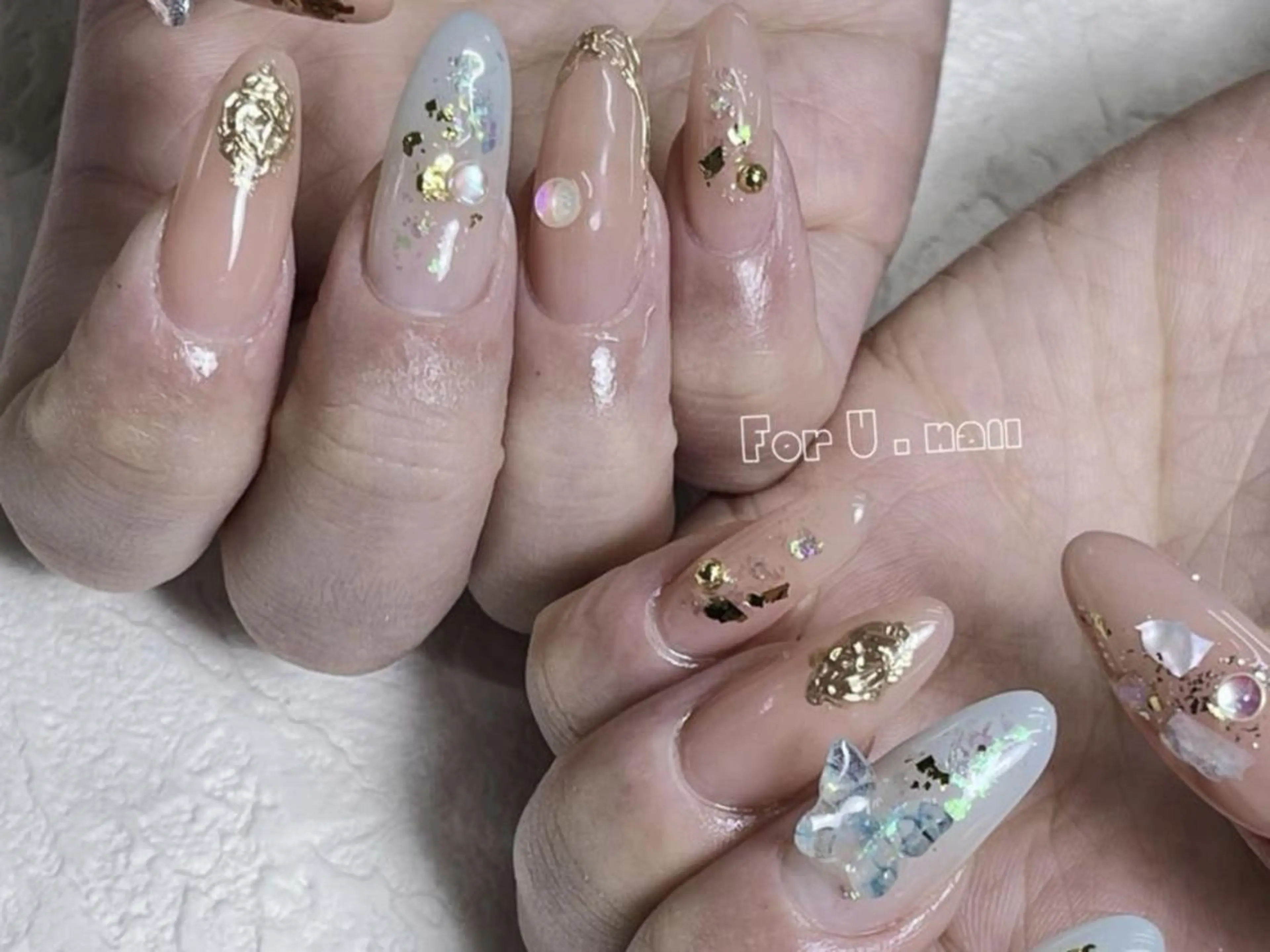 メンズ ネイル アートネイル フレンチネイル ジェルネイル キラキラネイル パラジェル Bloom kabukiのネイルデザイン