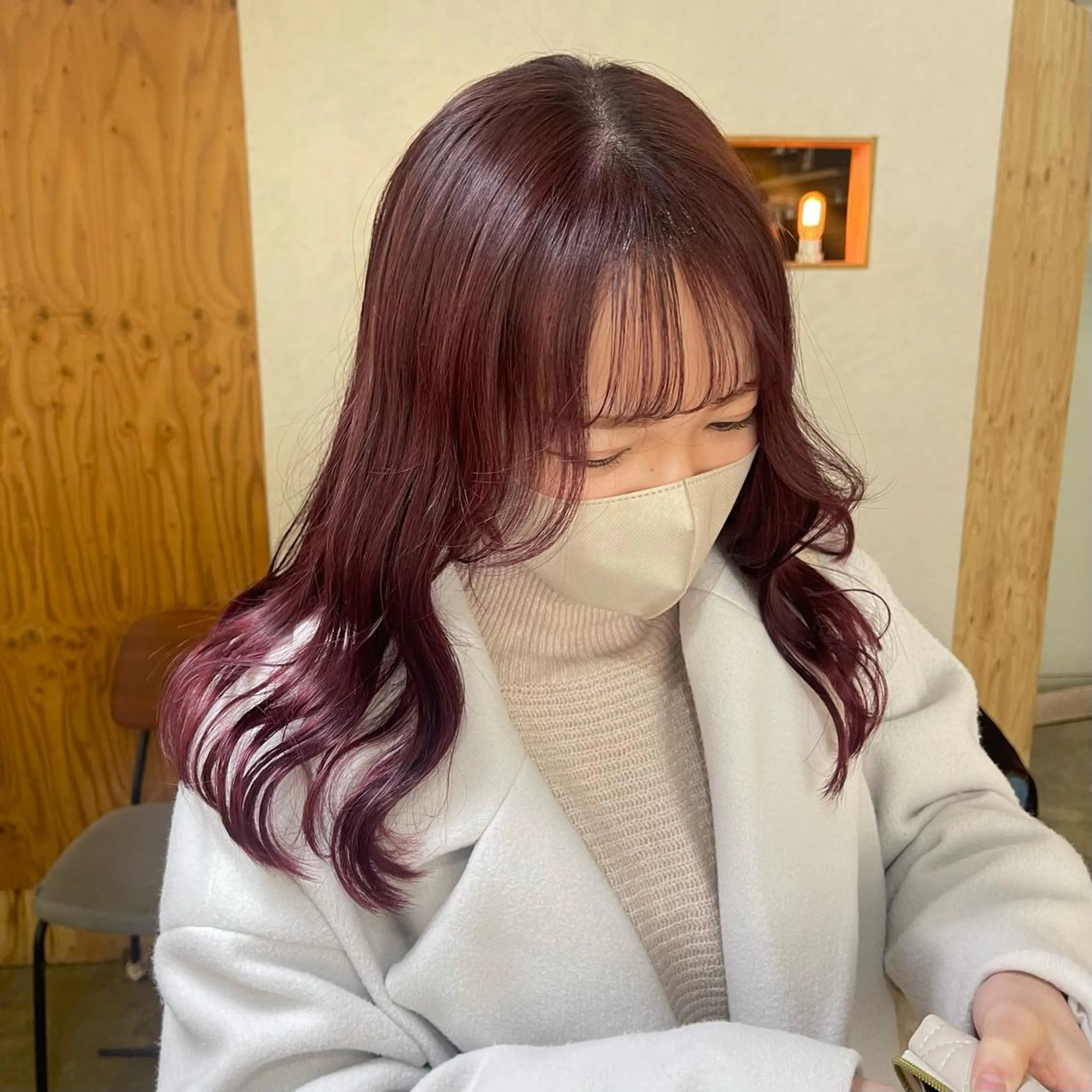 セミロング ピンクラベンダー ヘアカラー トリートメント ナカヤマナナエ ♡のヘアスタイル