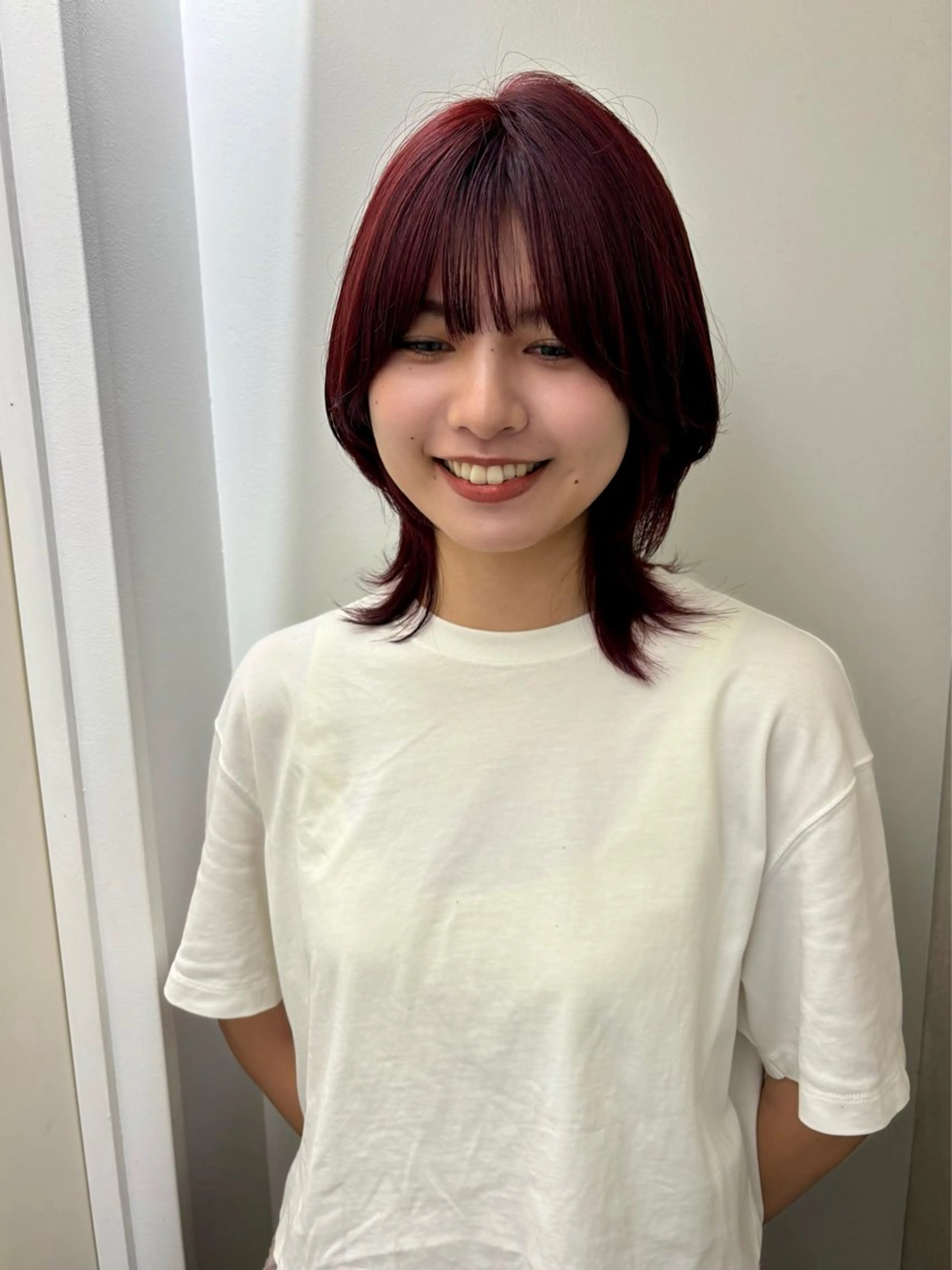 ミディアム ヘアカラー トリートメント ハイトーン/レイヤー nail 百咲💌のヘアスタイル