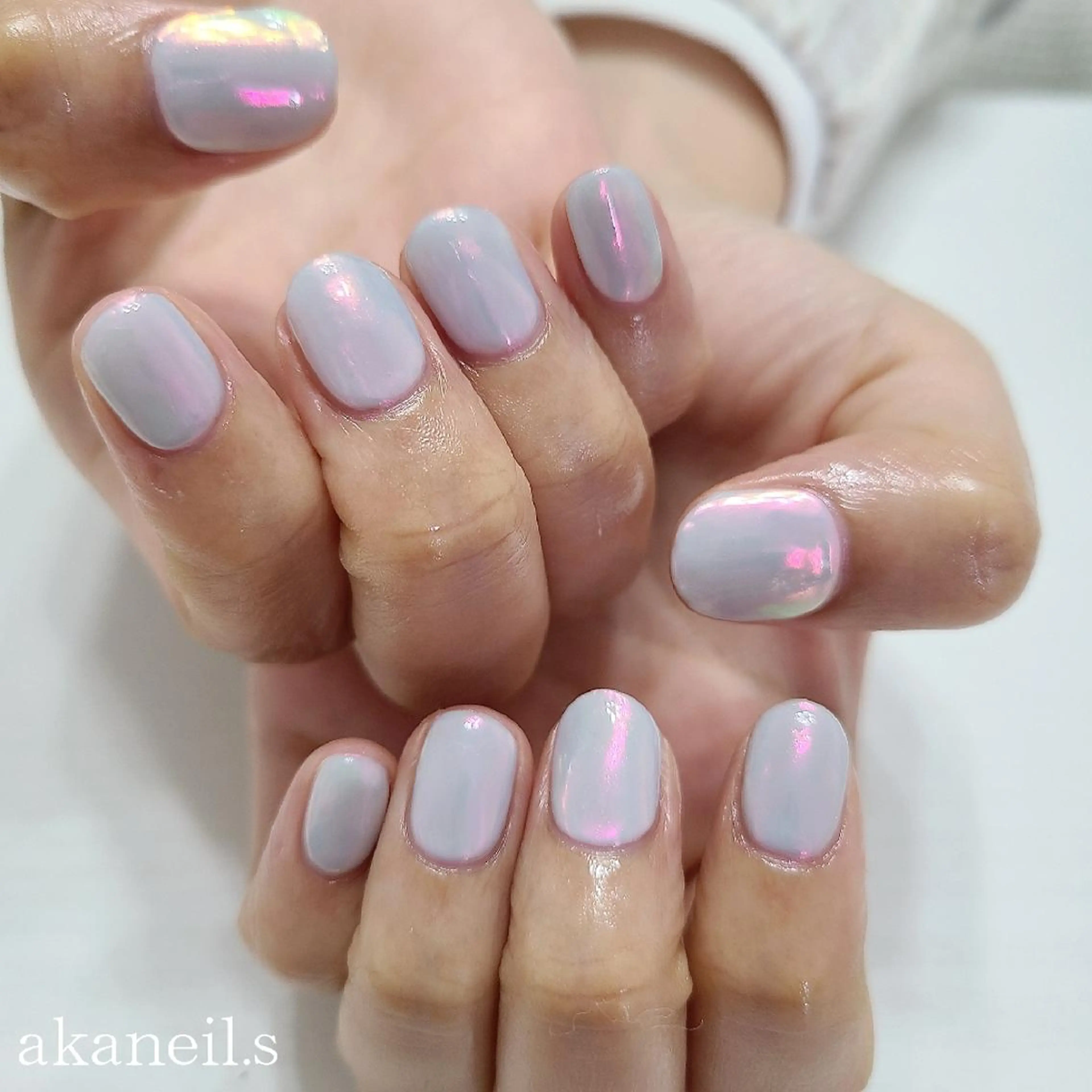 ネイル オーロラネイル ブルー ピンク 【akaneils】 アカネのネイルデザイン