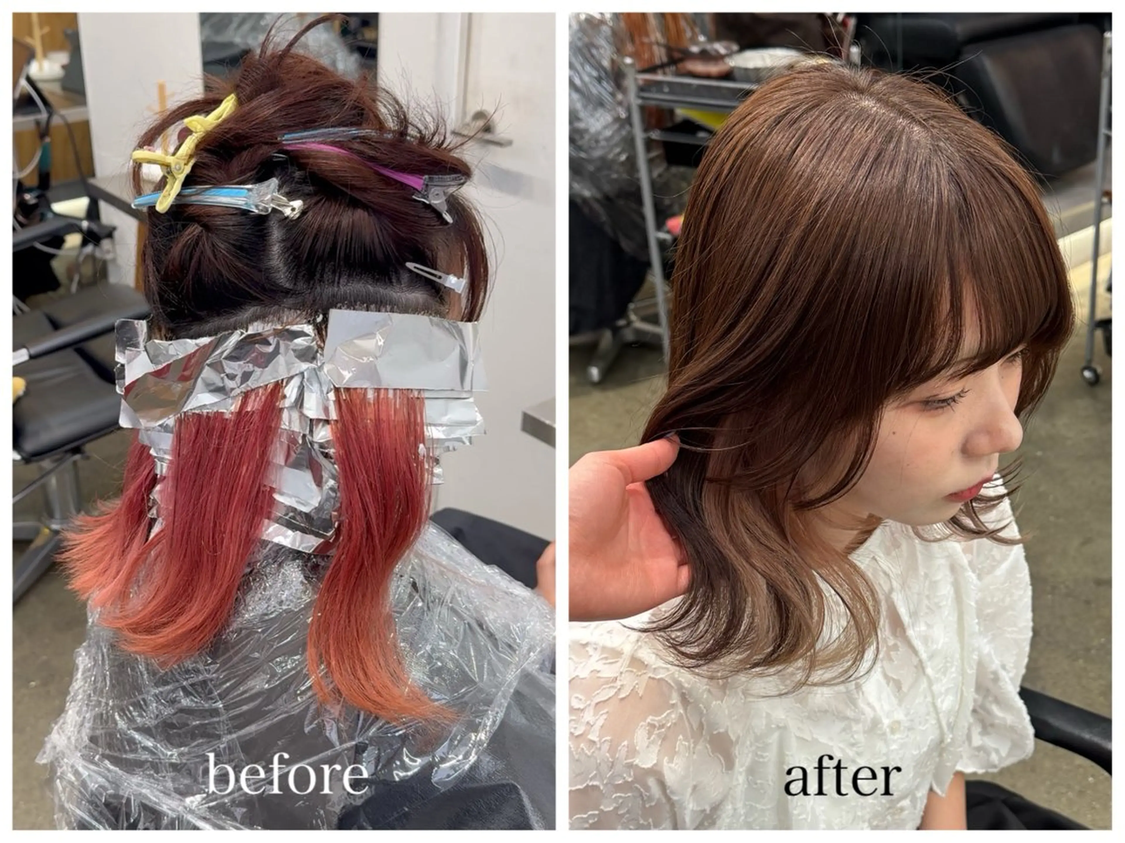 ミディアム カラー ブリーチ 新宿 似合わせカラー HINAのヘアスタイル