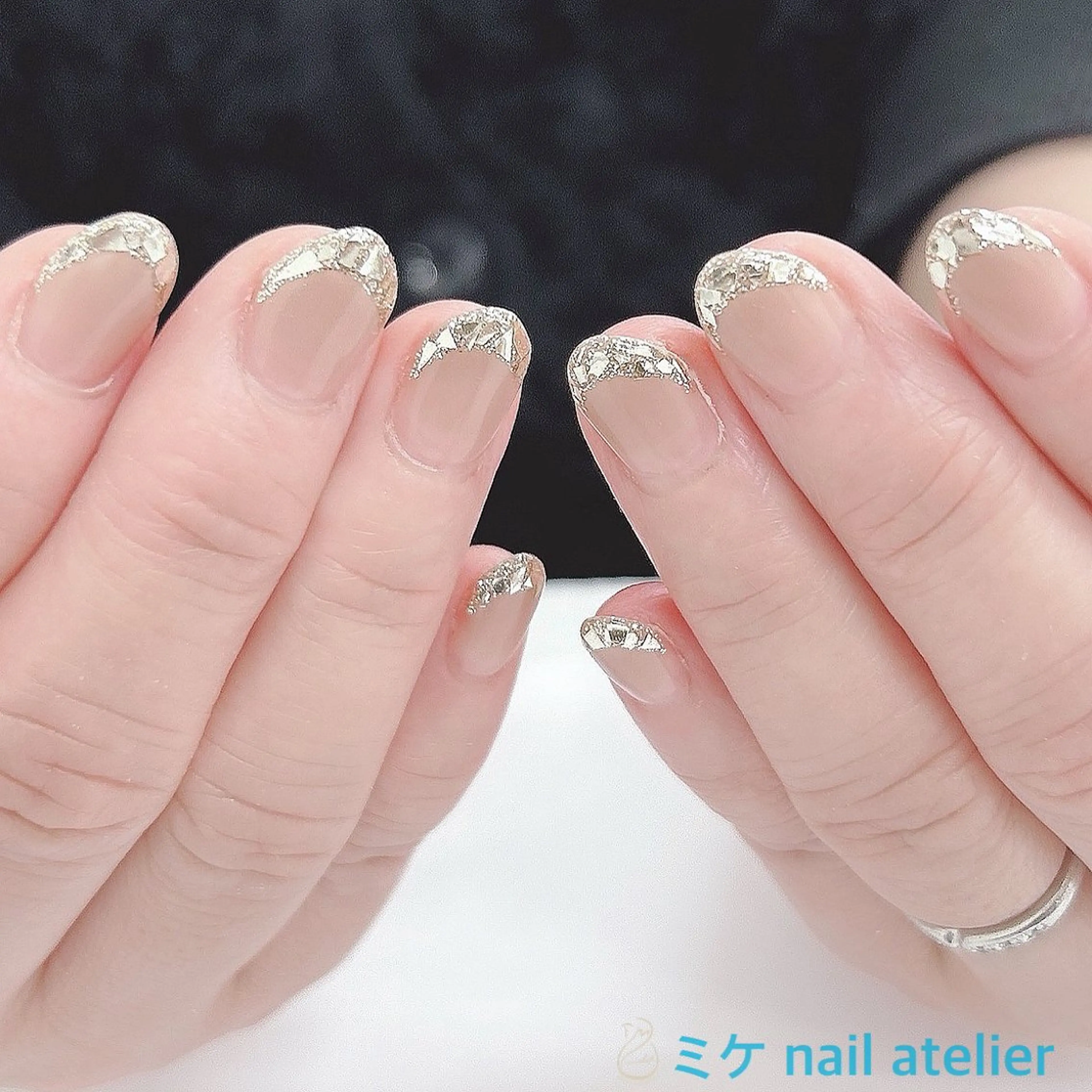 ネイル フレンチネイル ジェルネイル ガラスフレンチ ゴールド グラデーション h. rikaのネイルデザイン