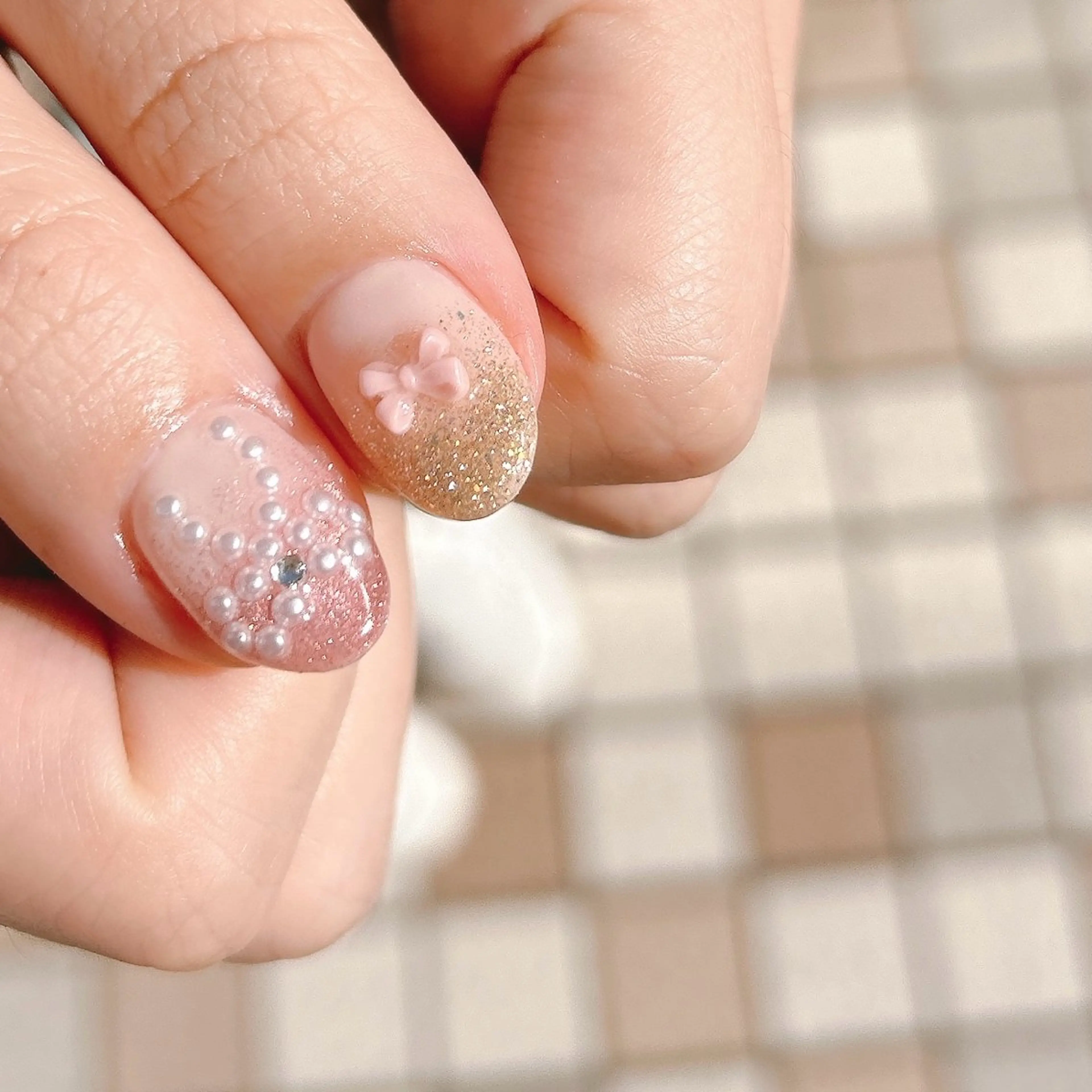 ネイル リボン ハンドネイル junna 金山.東別院.上前津のネイルデザイン