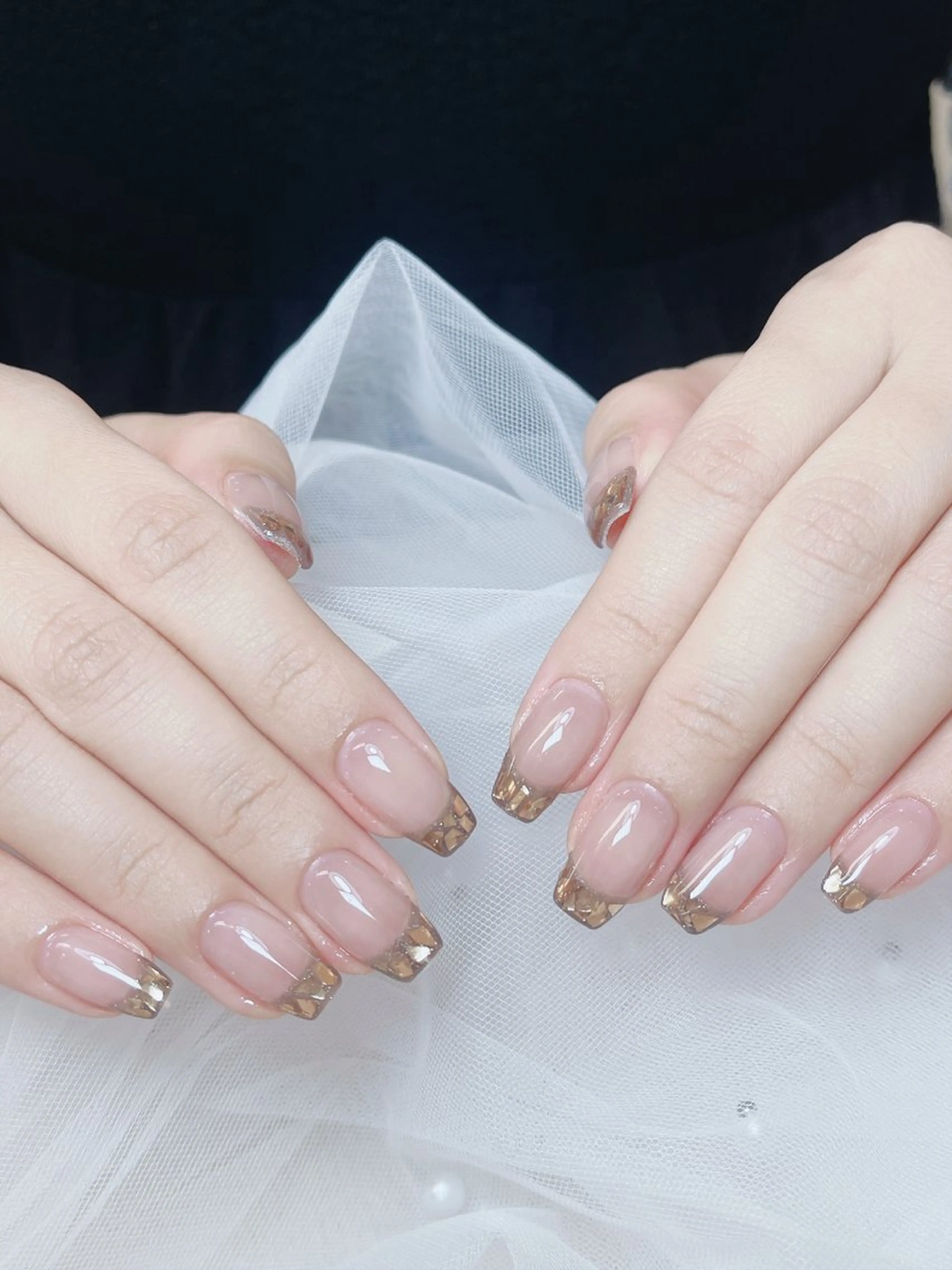 ネイル チークネイル フレンチネイル グラデーション キラキラネイル 韓国ネイル ハンドネイル DUO MI nail salonのネイルデザイン
