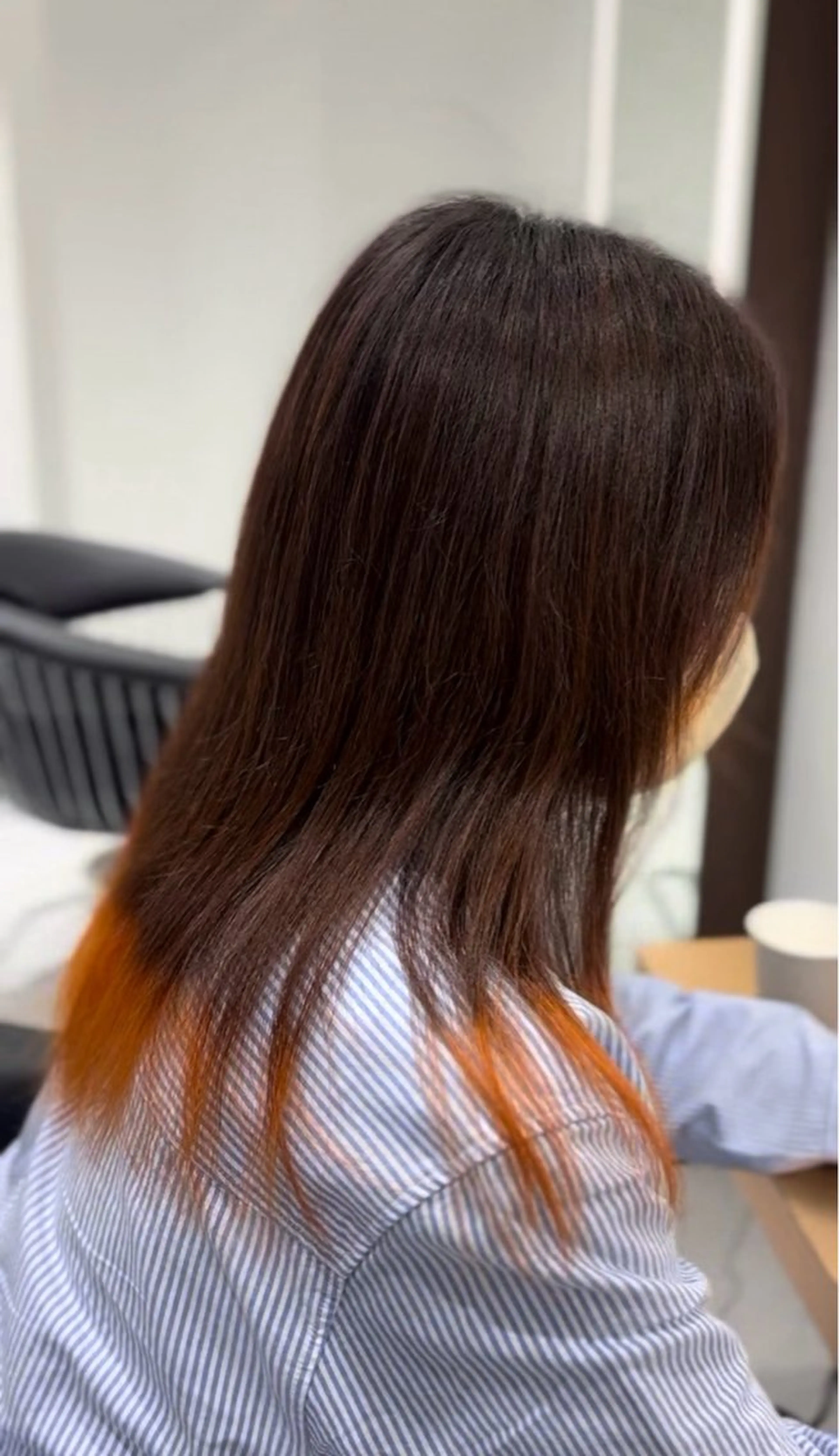 ミディアム カラー オレンジ ヘアカラー ねね🦖 /ブリーチカラーのヘアスタイル