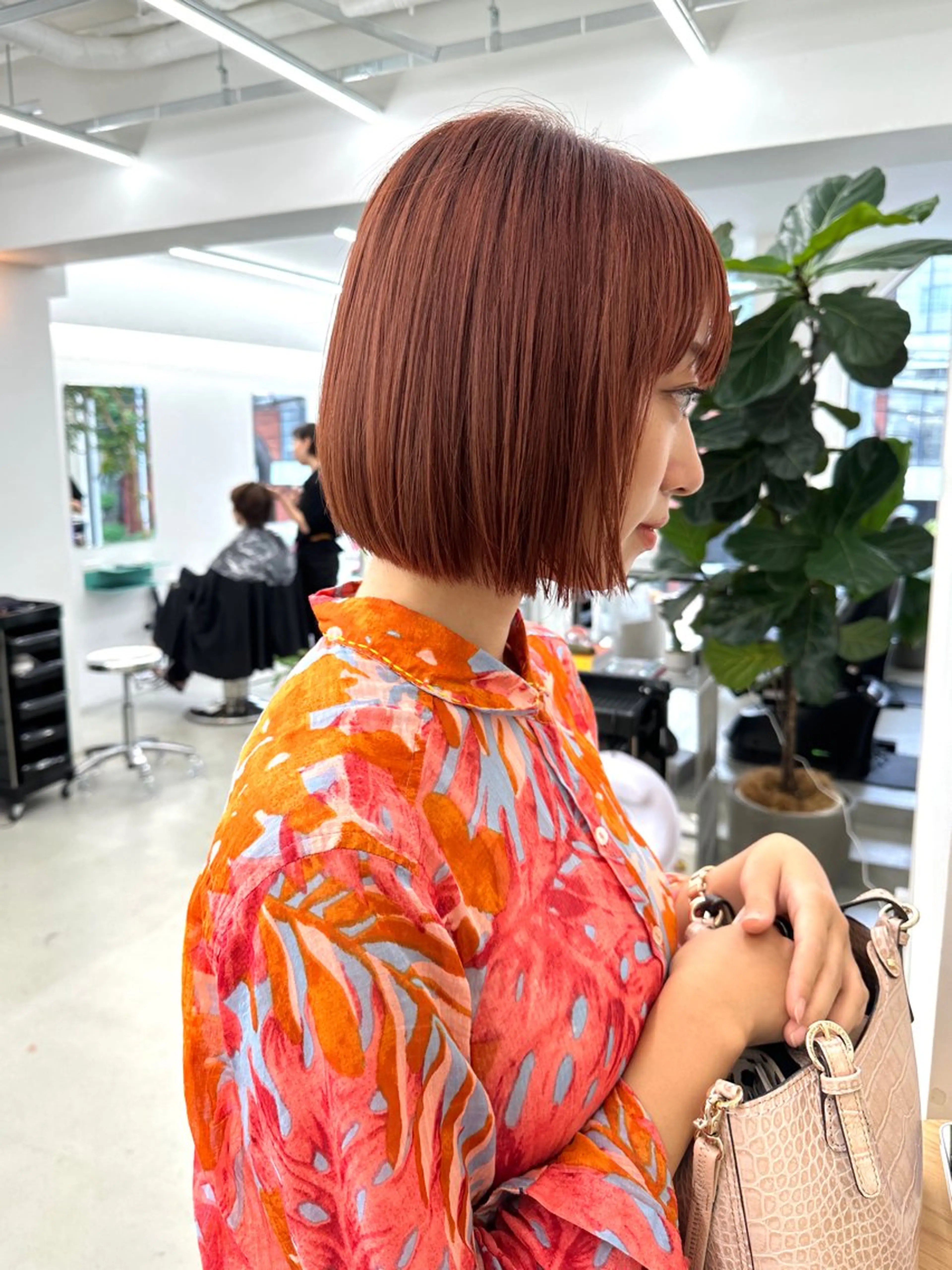 ショート カラー ブリーチ ブラウンカラー ピンクカラー ピンクブラウン ヘアカラー トリートメント ボブ/レイヤー/ケア パーマ/リュウタのヘアスタイル