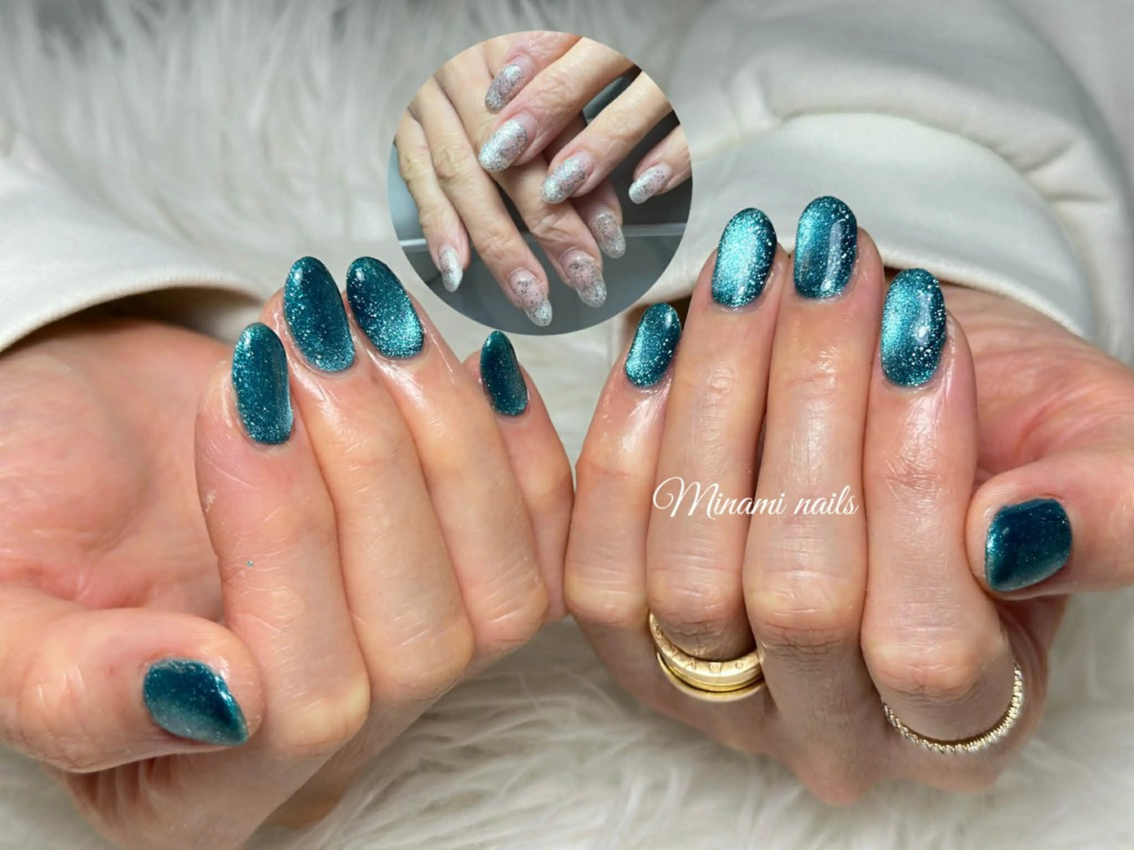 ネイル アートネイル オーロラネイル ガーリー キラキラネイル 韓国ネイル ハンドネイル Minami Nailsのネイルデザイン