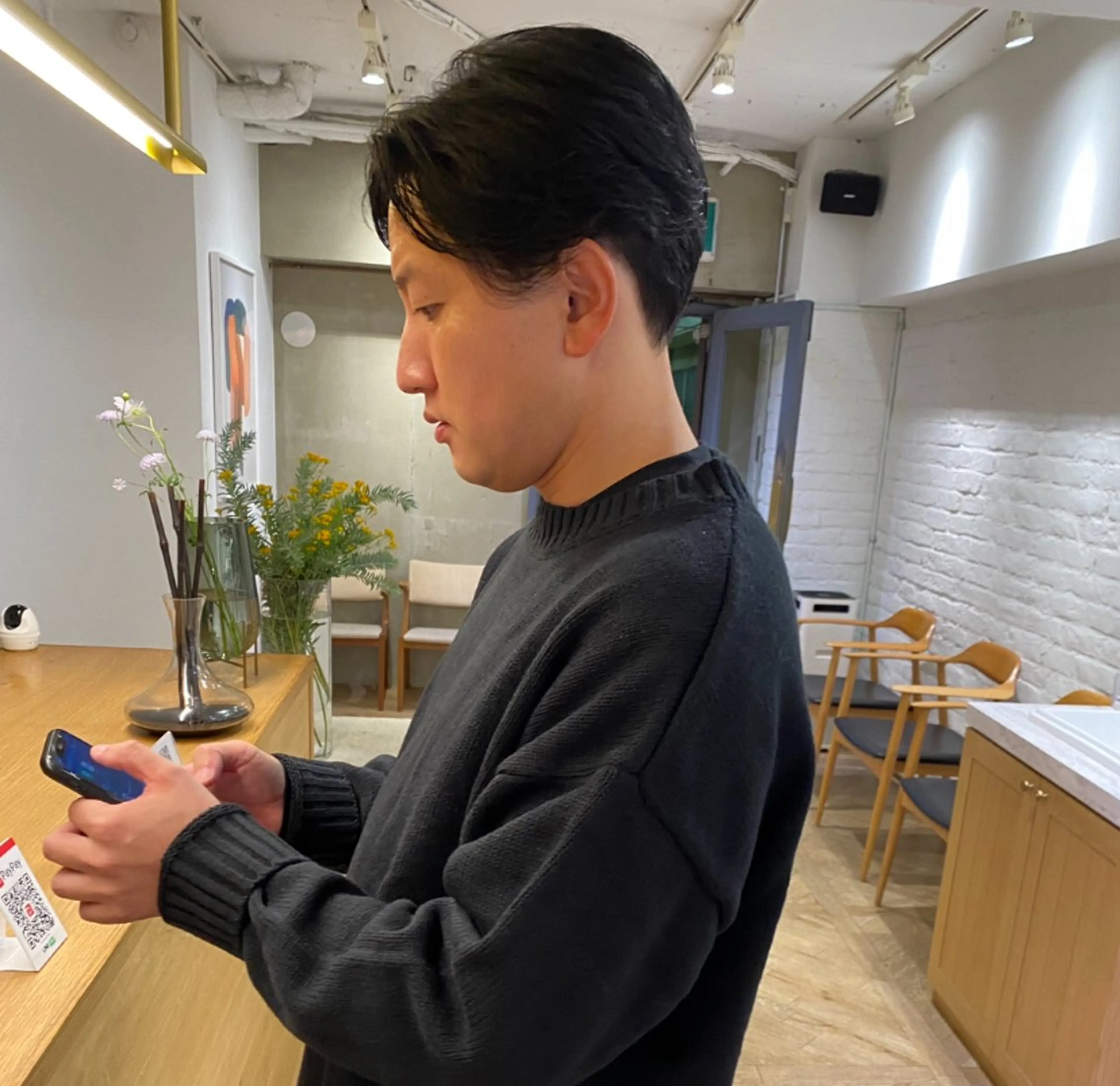 メンズ カット センターパート 田形清流のヘアスタイル