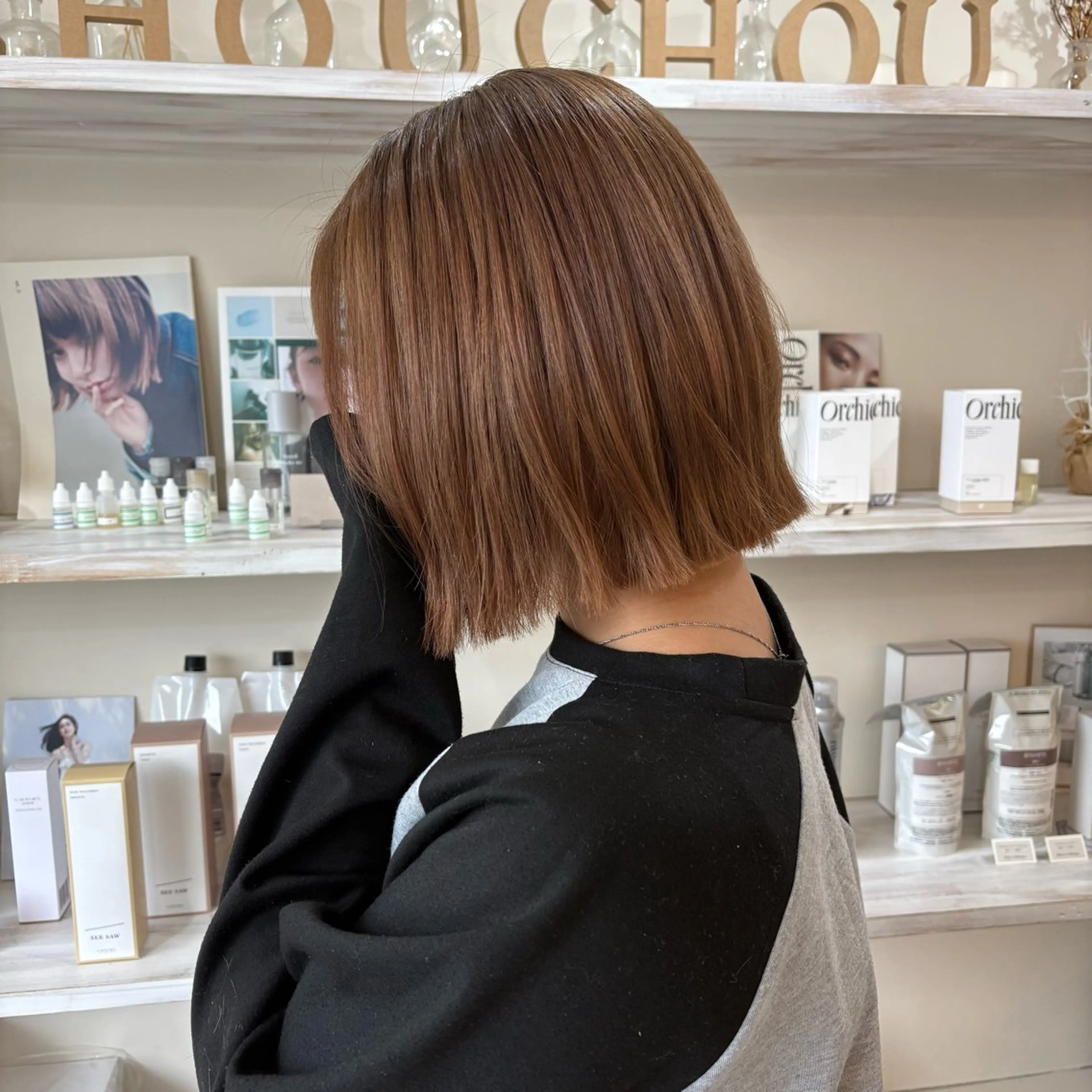 ショート 切りっぱなしボブ ボブ カット ヘアカラー トリートメント 🫧透明感ボブ/ ハイトーン.nanoのヘアスタイル