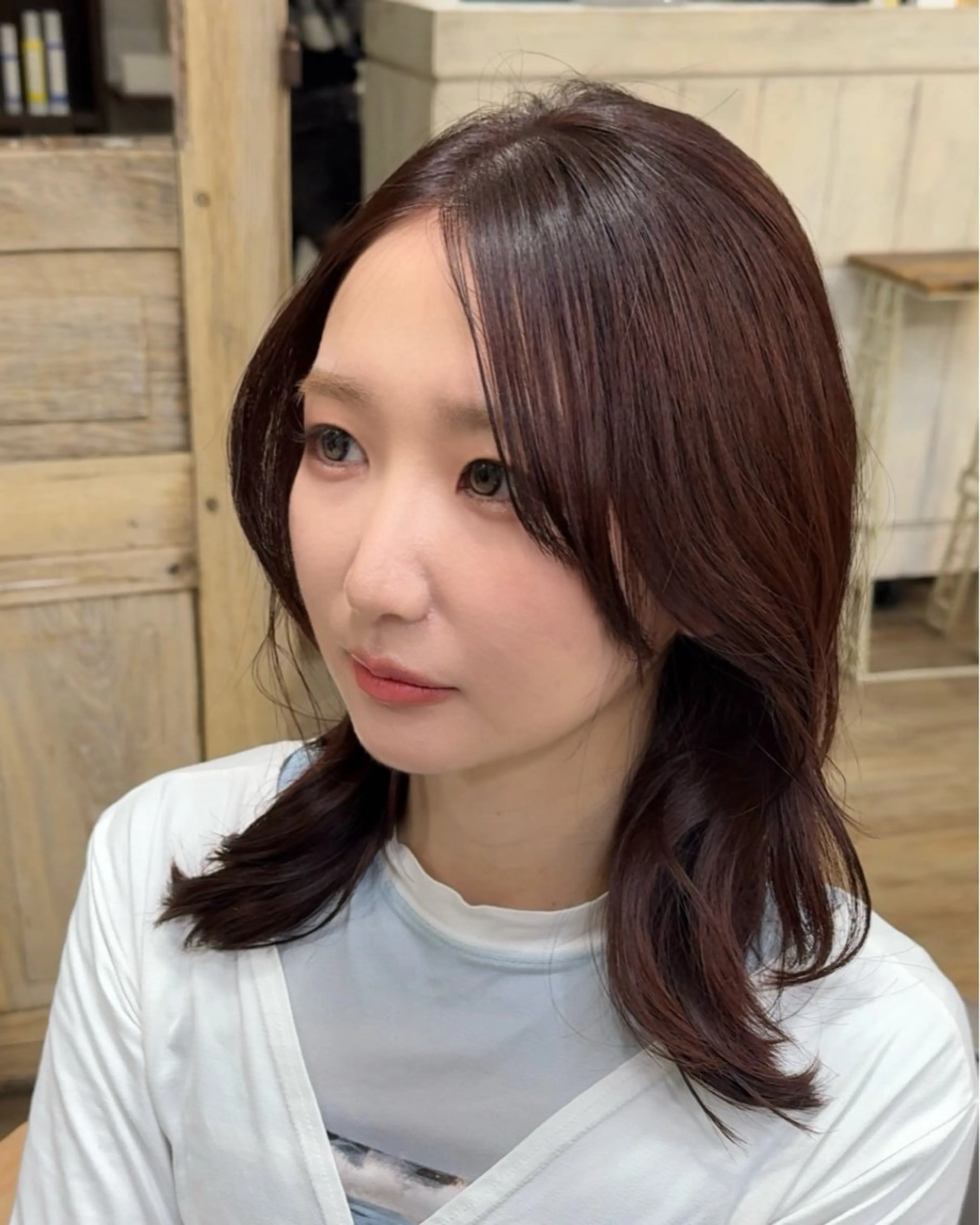 ミディアム カラー オレンジ 顔周りカット カット ヘアカラー ayaka‎/暖色/ レイヤーカット🩰のヘアスタイル