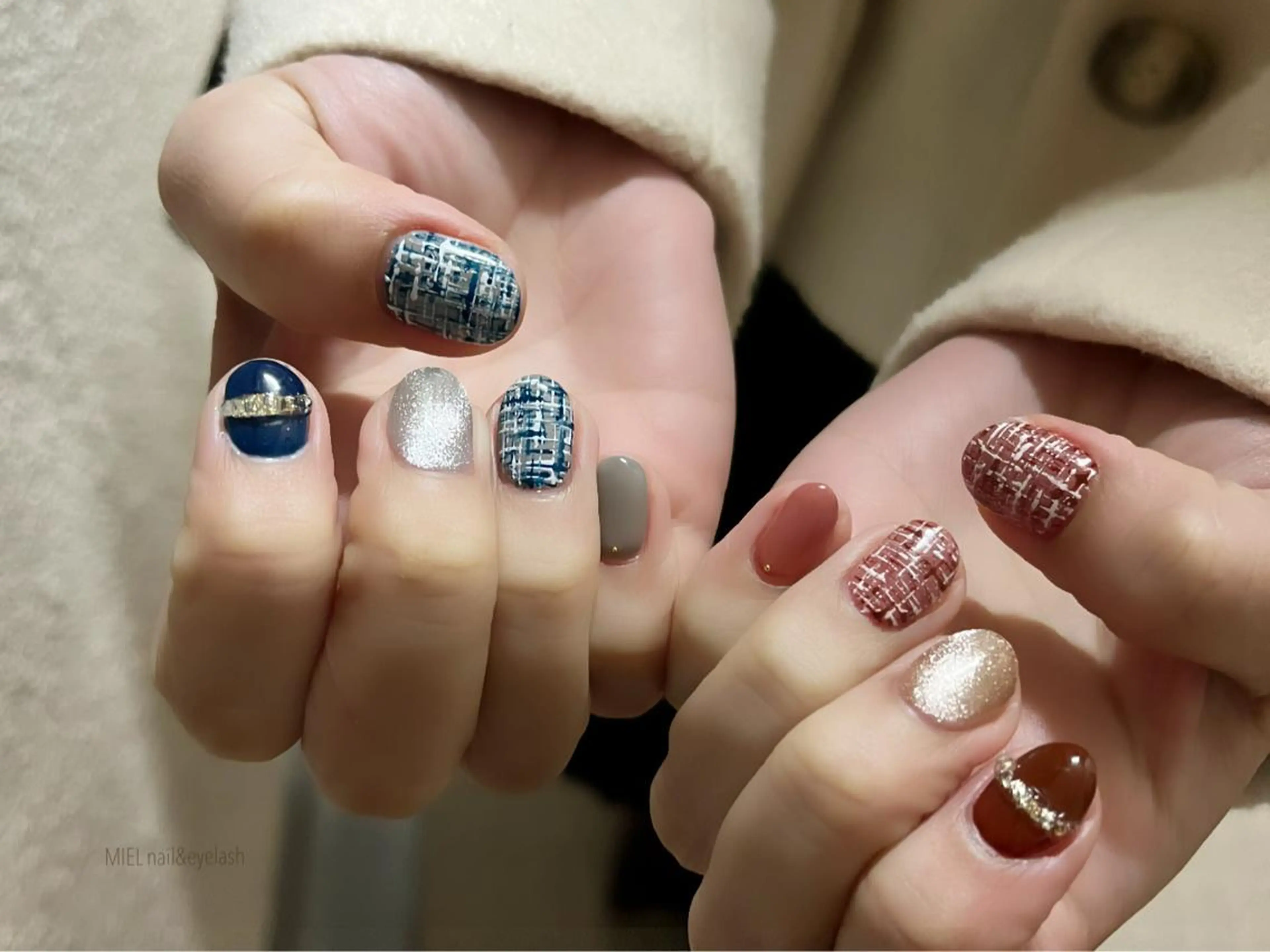 ネイル ツイードネイル ハンドネイル nail salon monailのネイルデザイン