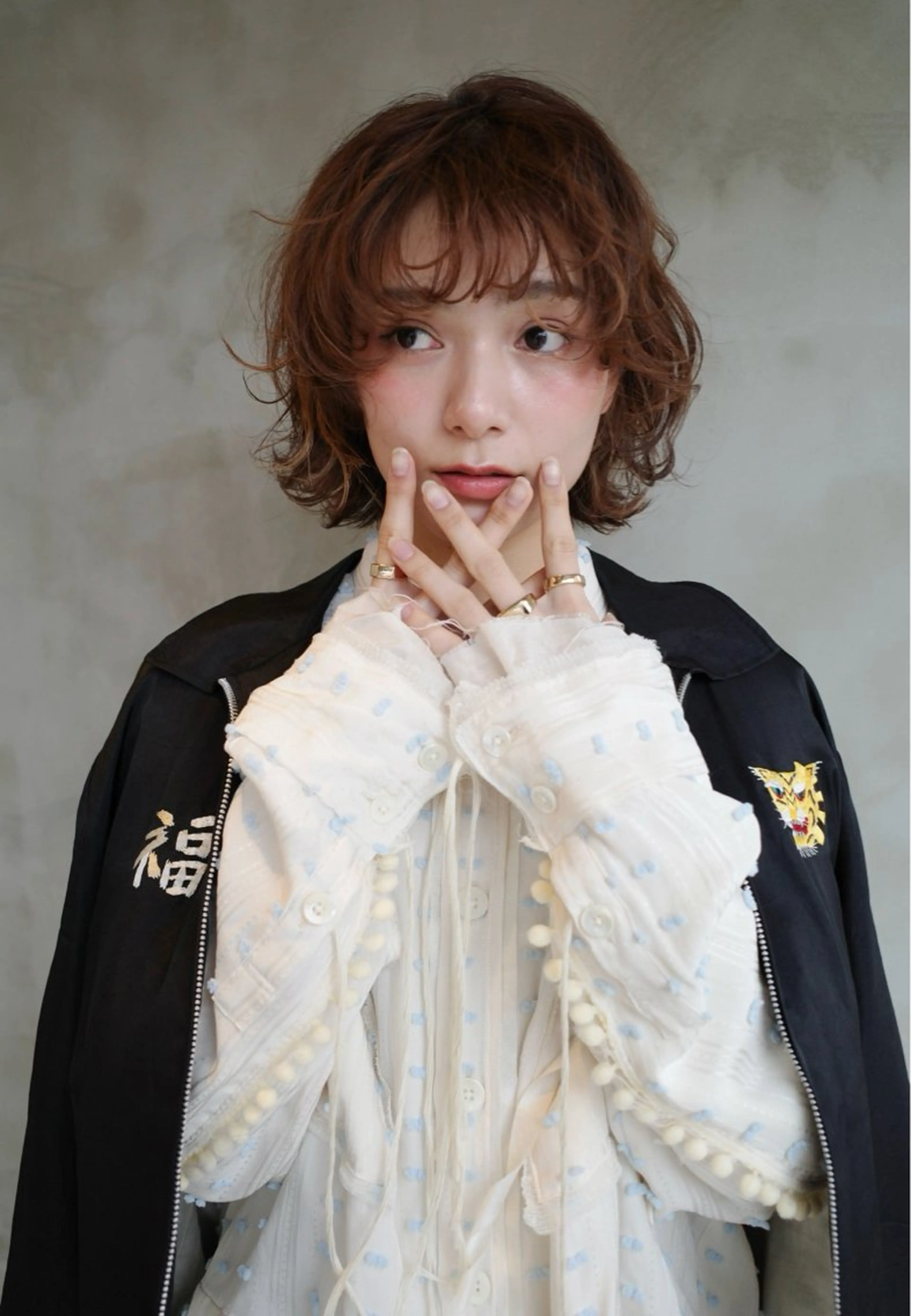 ミディアム カラー パーマ 山田 裕介のヘアスタイル