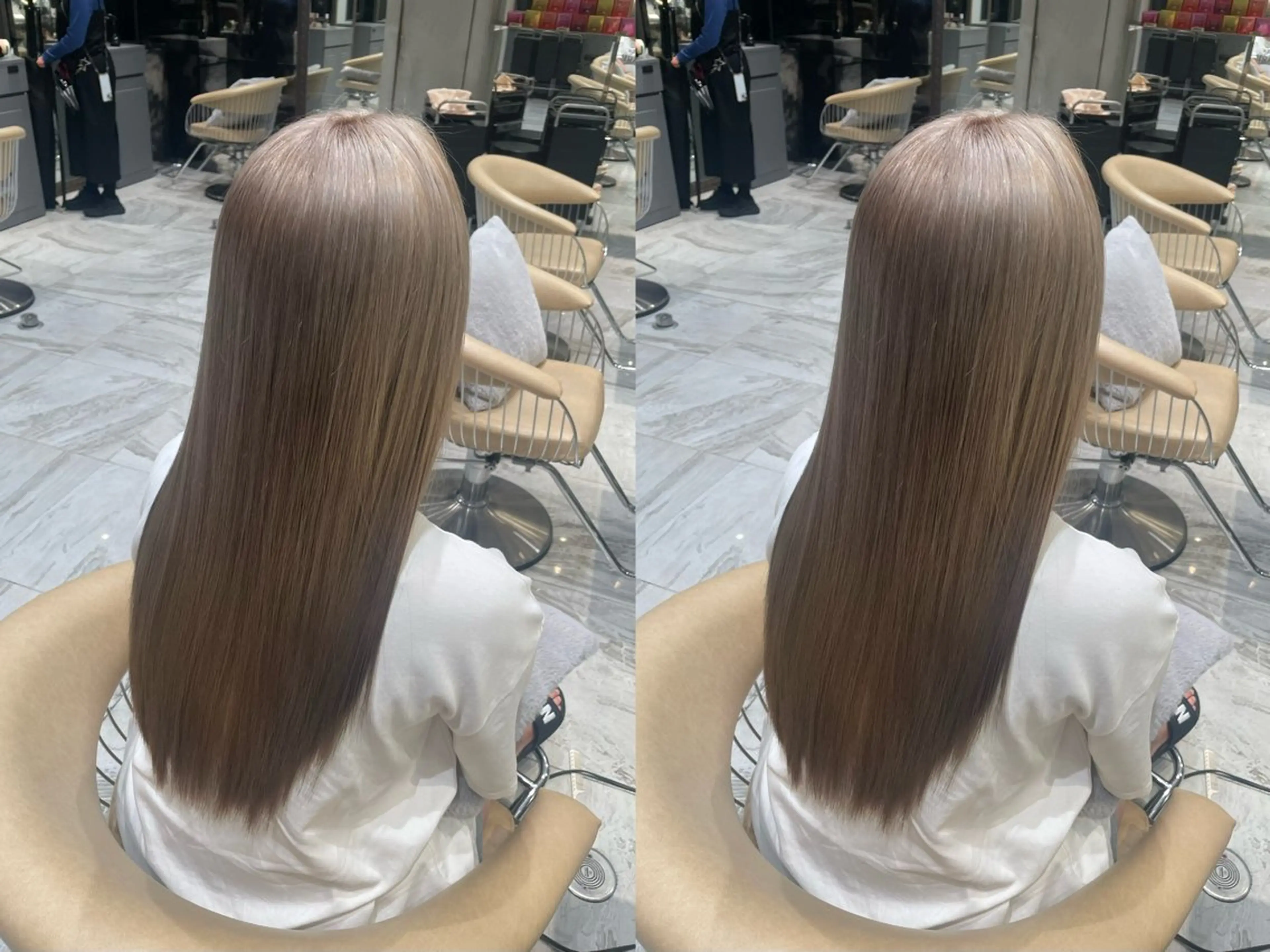 ロング カラー ゆらんちょ/ブリーチ 無w/縮毛矯正/暖色のヘアスタイル