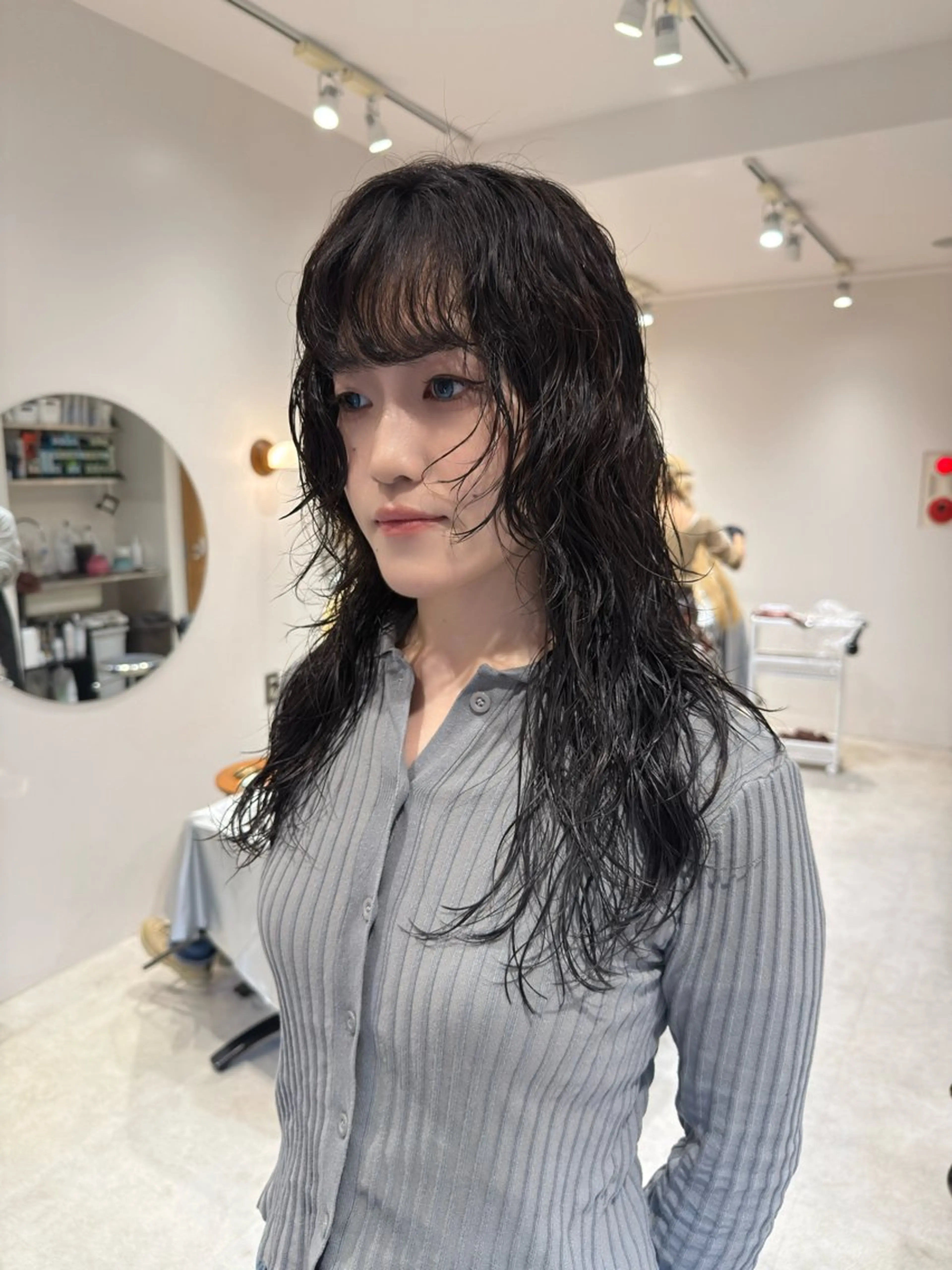 ロング カラー パーマ 黒髪 ハッシュカット レイヤーカット ウルフカット カット パーマ パーマ/ボブ /レイヤー チヒロのヘアスタイル