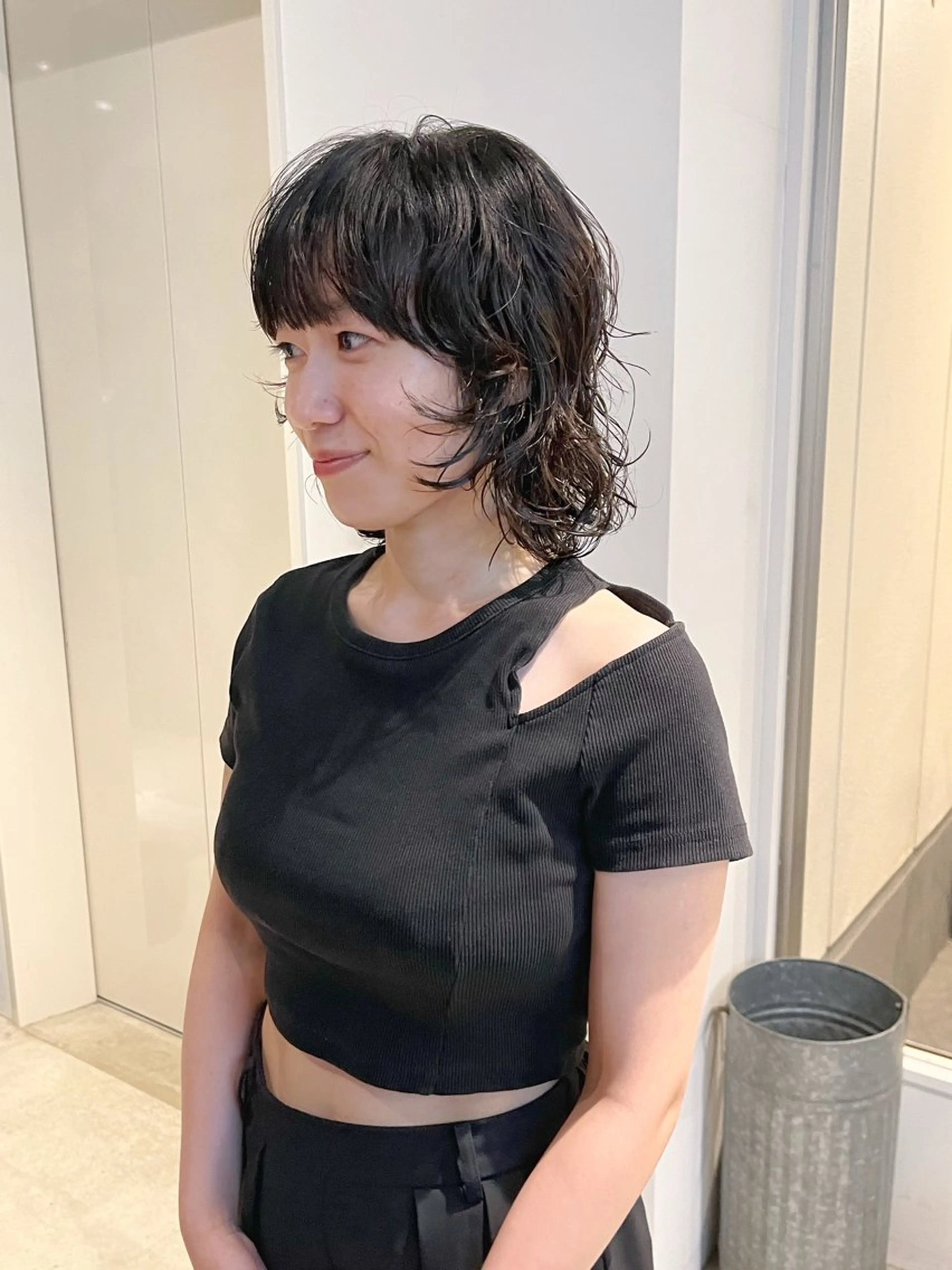 ミディアム パーマ かわい りほのヘアスタイル