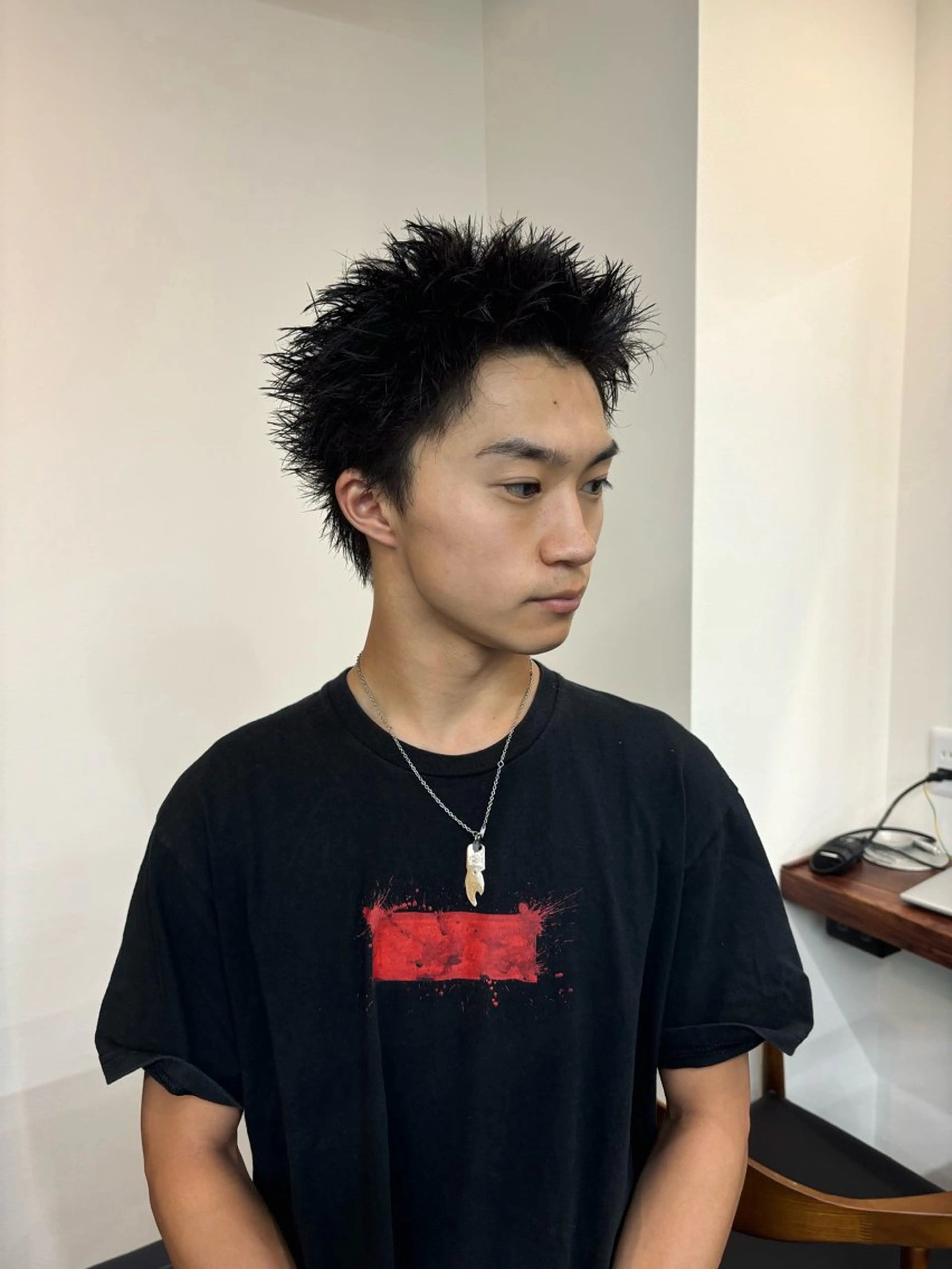 メンズ カット スパイキーパーマ 柏NO1 藤本葉のヘアスタイル