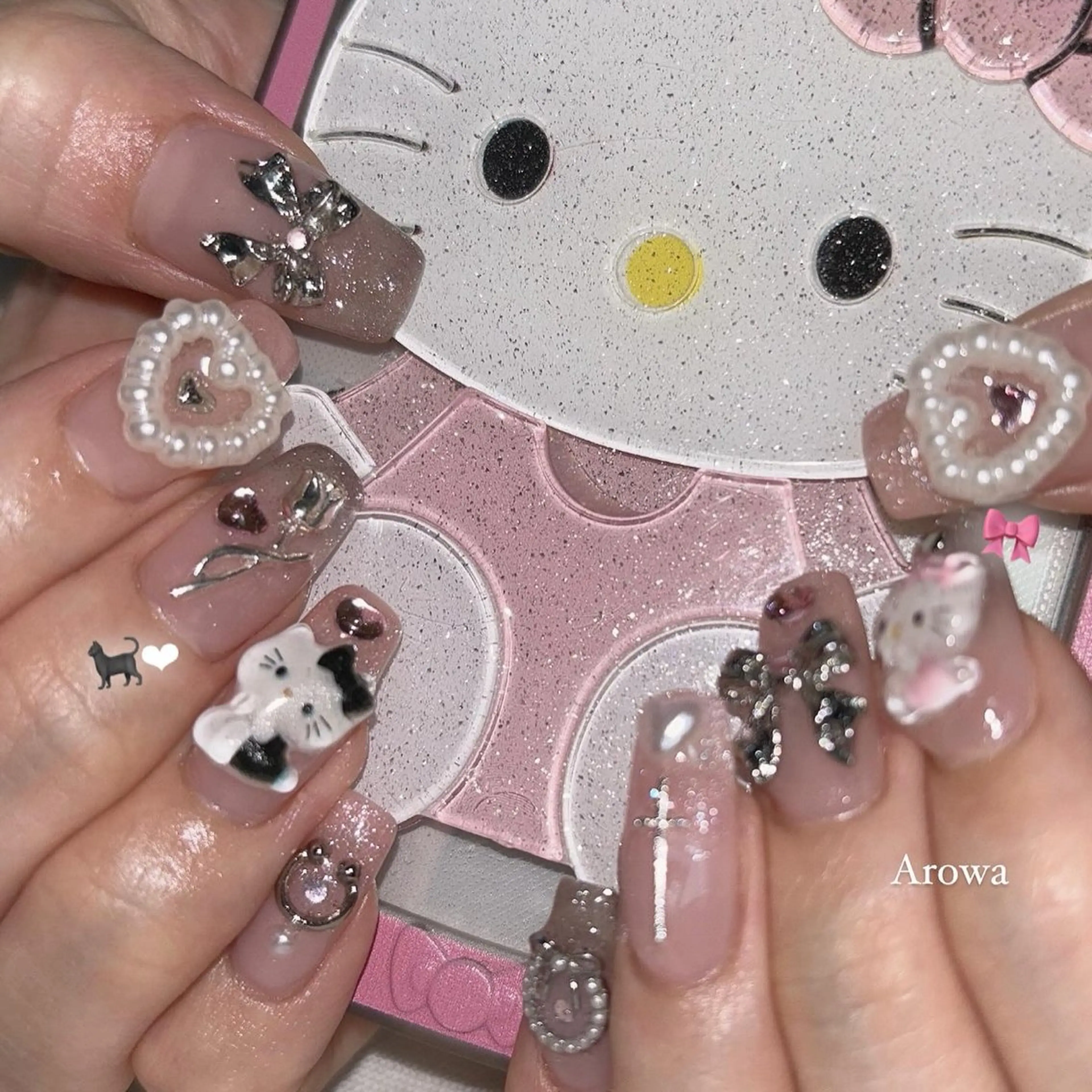 ネイル リボン Arowa 伊田のネイルデザイン