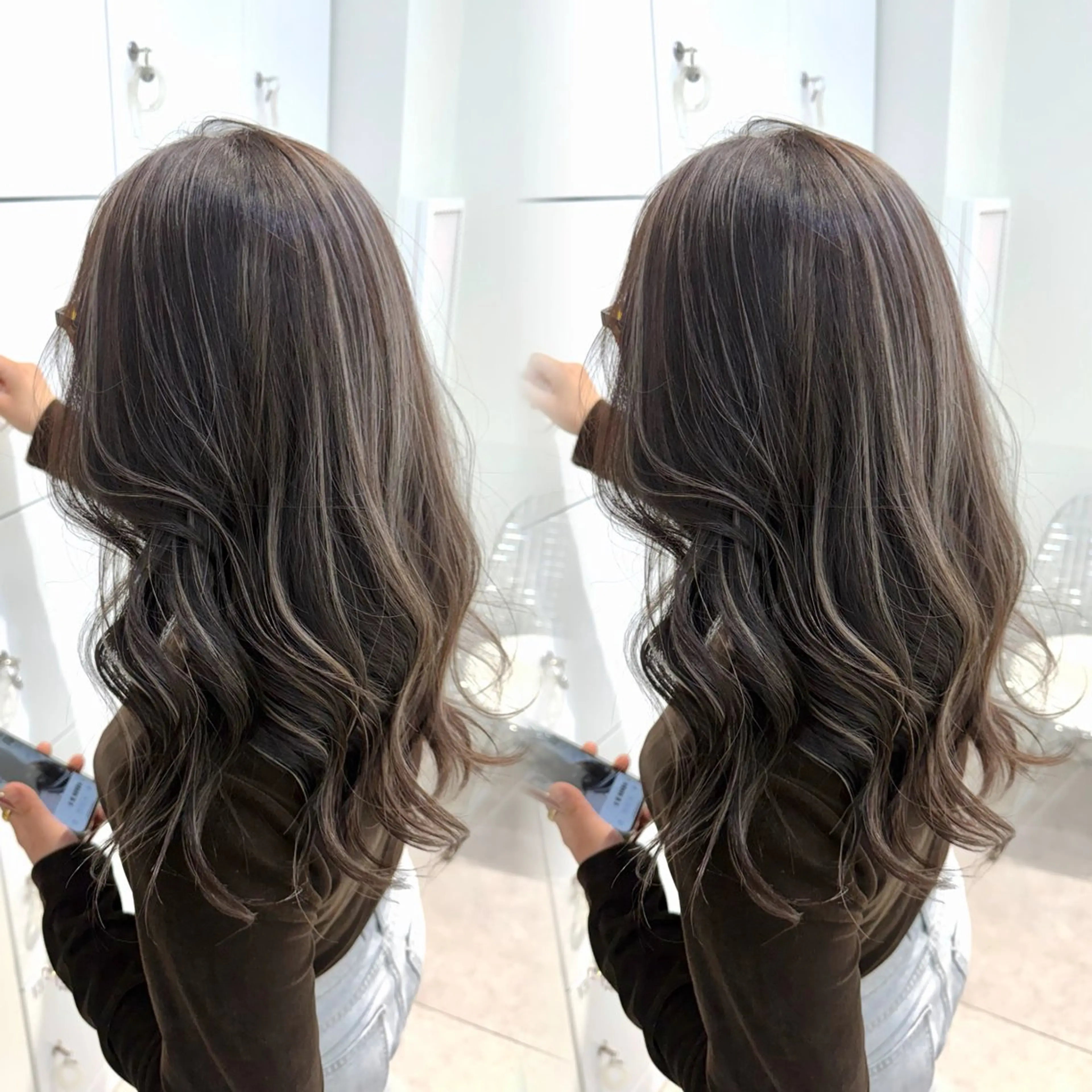 ロング カラー ハイライトカラー ハイライト カット ヘアカラー トリートメント 表参道/ハイライト バレイヤージュのヘアスタイル