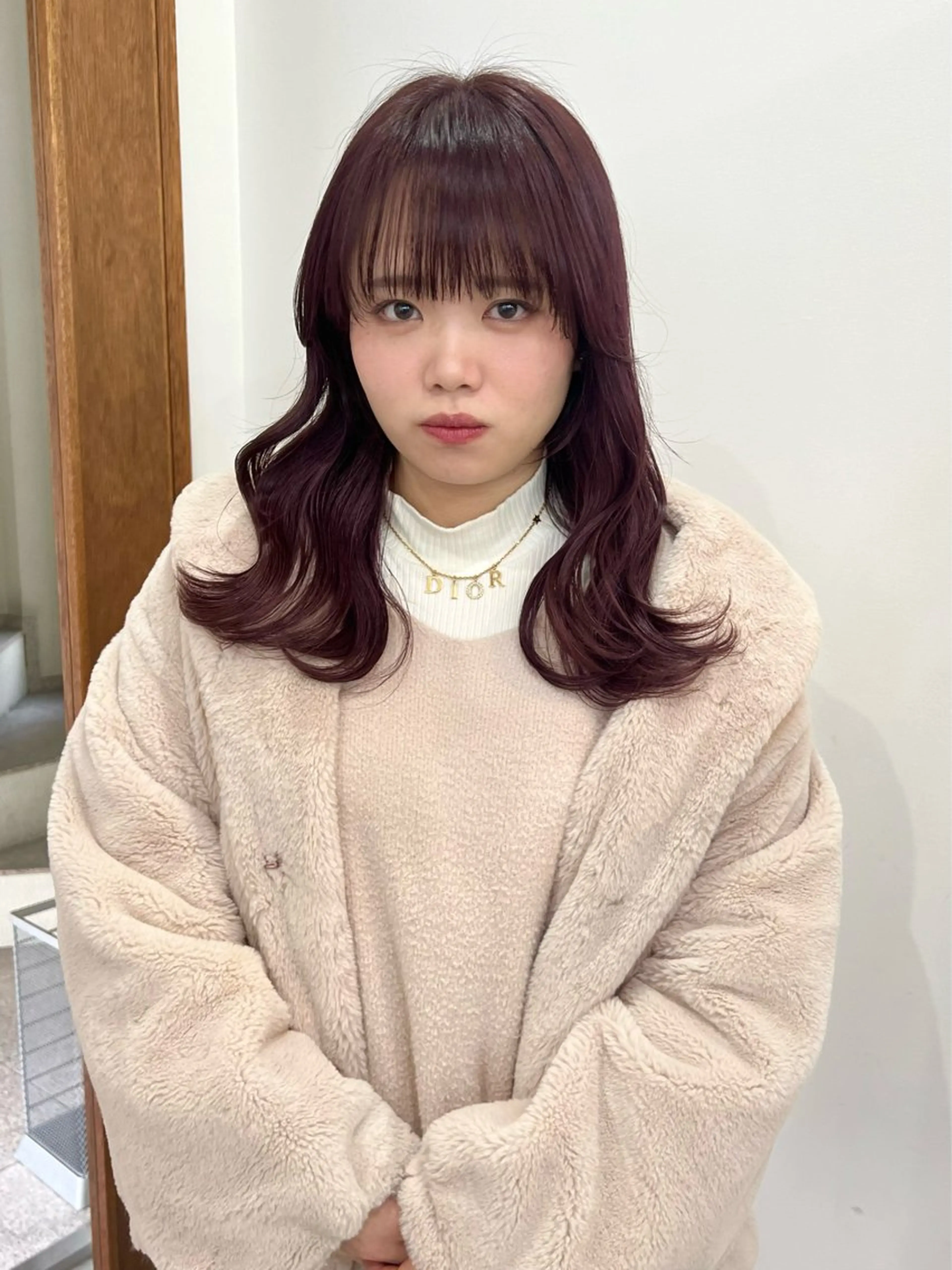 セミロング カラー ピンクカラー ヘアカラー トリートメント 切りっぱなしボブ/ ブリーチカラー/大塚のヘアスタイル