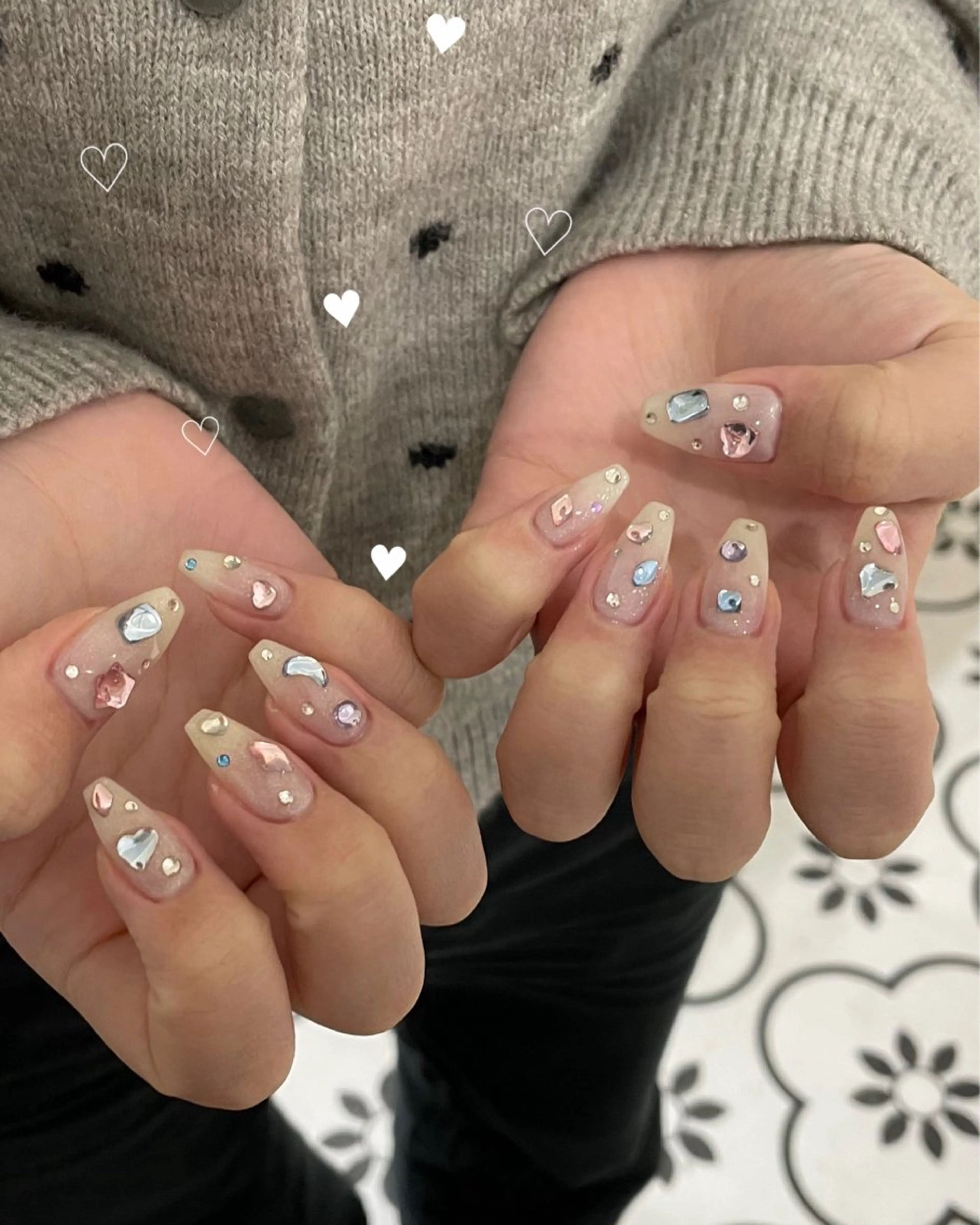 メンズ ネイル ハンドネイル MINAMI໒꒱ Y2K、韓国ガーリーのネイルデザイン