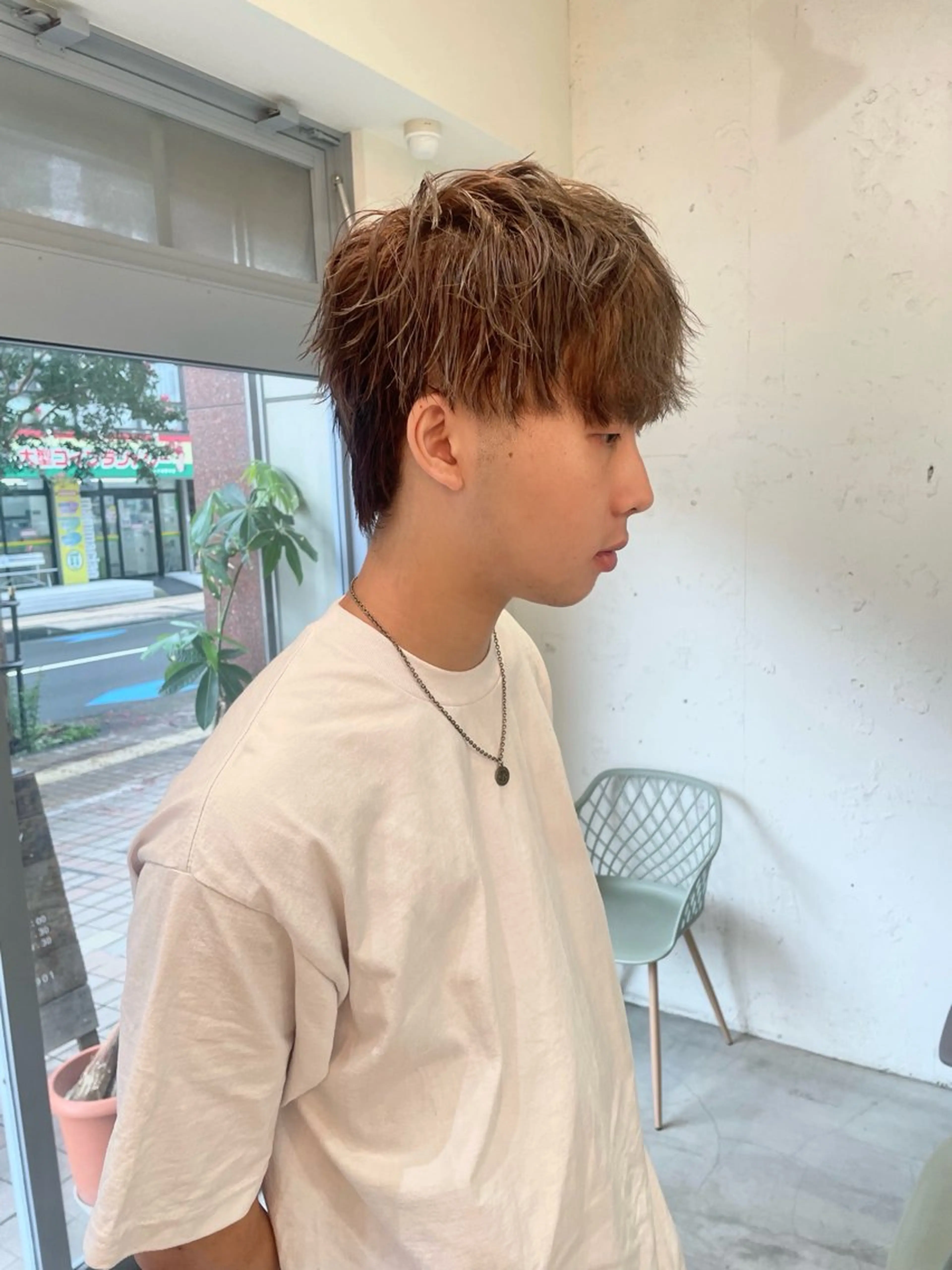 カラー メンズ メンズブリーチ ブリーチ ブラウンカラー 透明感カラー ナカノユウ/本厚木/ レイヤーカットのヘアスタイル