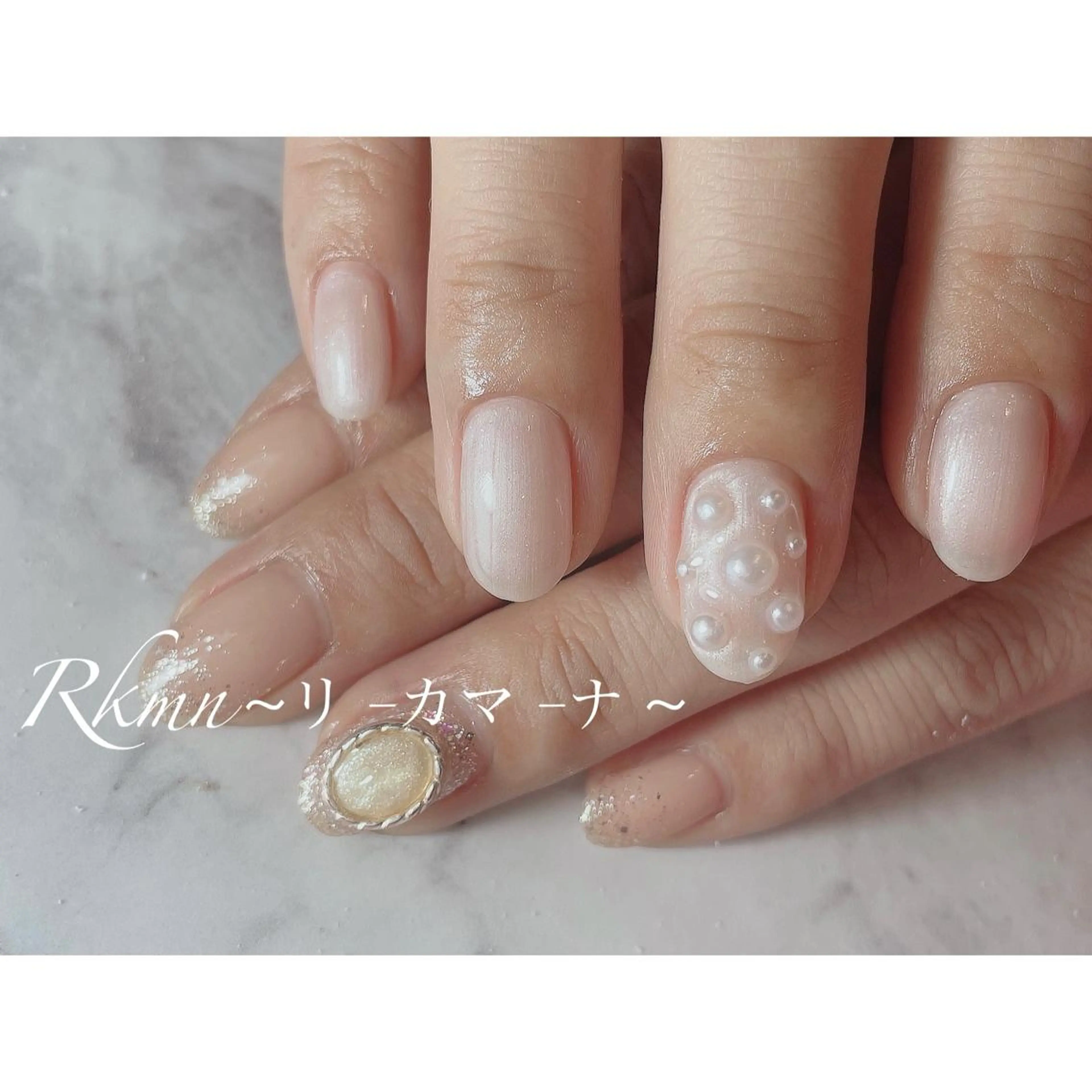 ネイル アートネイル 春ネイル ホワイト ハンドネイル フットネイル ハンドケア Rkmn ~リ-カマ-ナ~のネイルデザイン