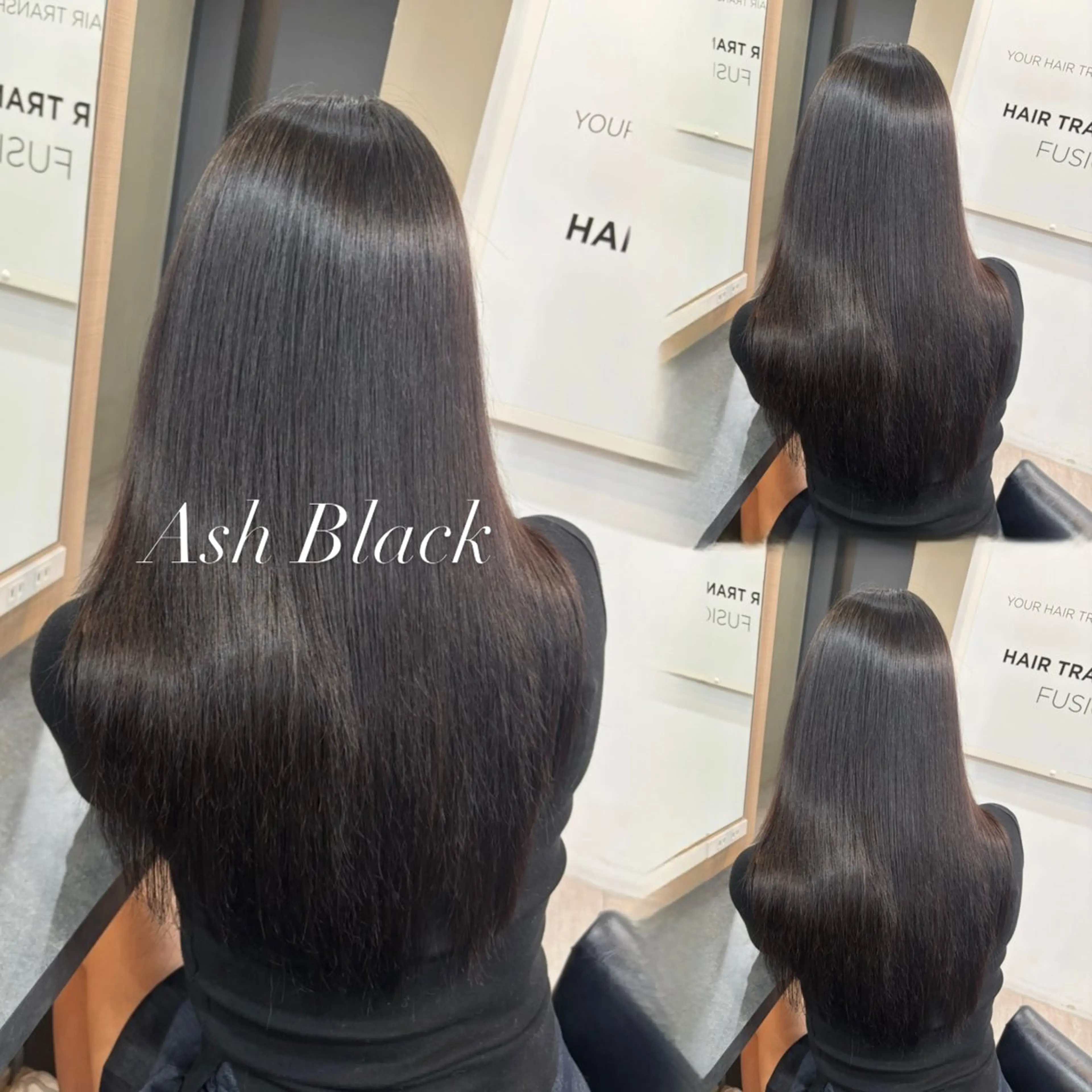 ロング カラー アッシュ アッシュブラック 黒髪 ブリーチ 透明感カラー カット ヘアカラー トリートメント 横浜/エクステ特化× 艶カラー/あいかのヘアスタイル