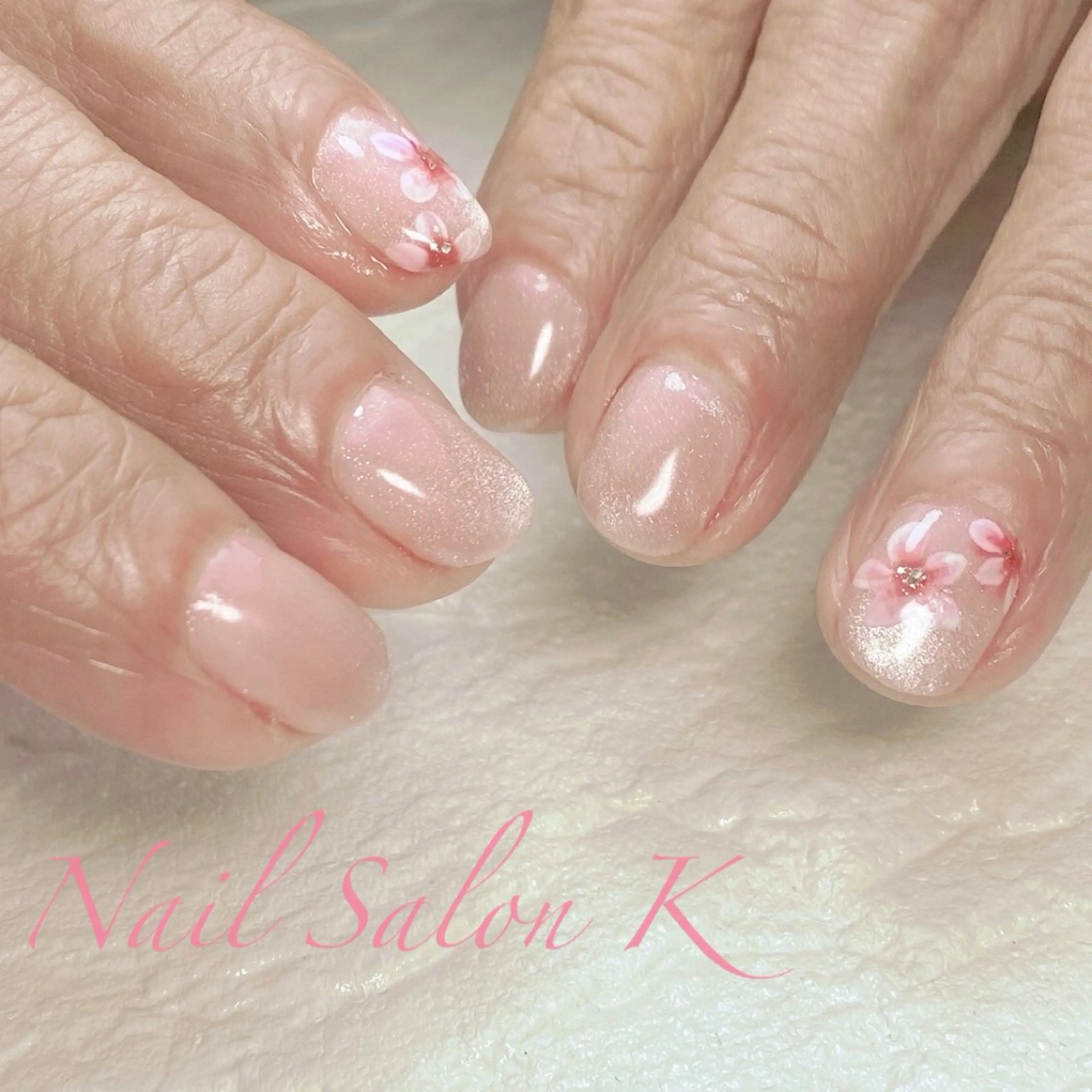 ネイル マグネットネイル ピンク ハンドネイル Nail Salon K 🧸美爪育成のネイルデザイン