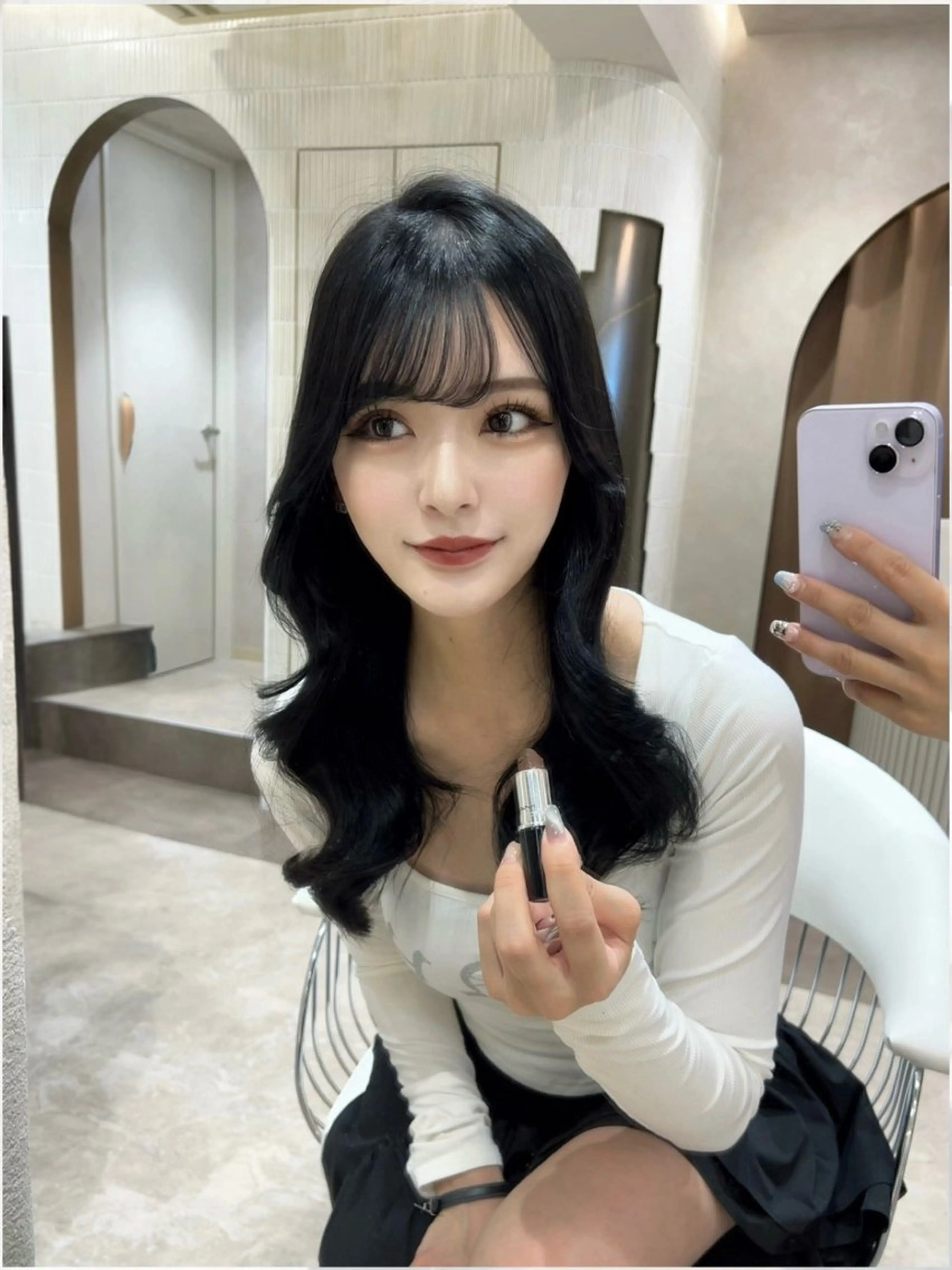 セミロング カラー ヨシンモリ 韓国風ヘア SALOWIN銀座一丁目suite店所属・🩷韓国ヘア/ヨシン モリ🩷Maikaのヘアスタイル